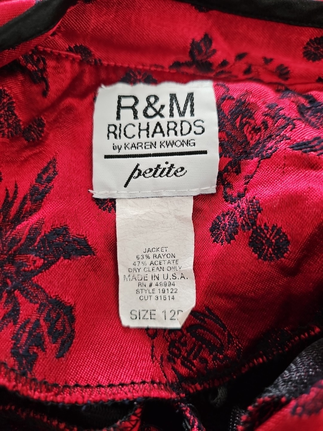 R&M Richards Vintage Red Embroidered Nehru Oriental Jacket Blazer Petite 12P