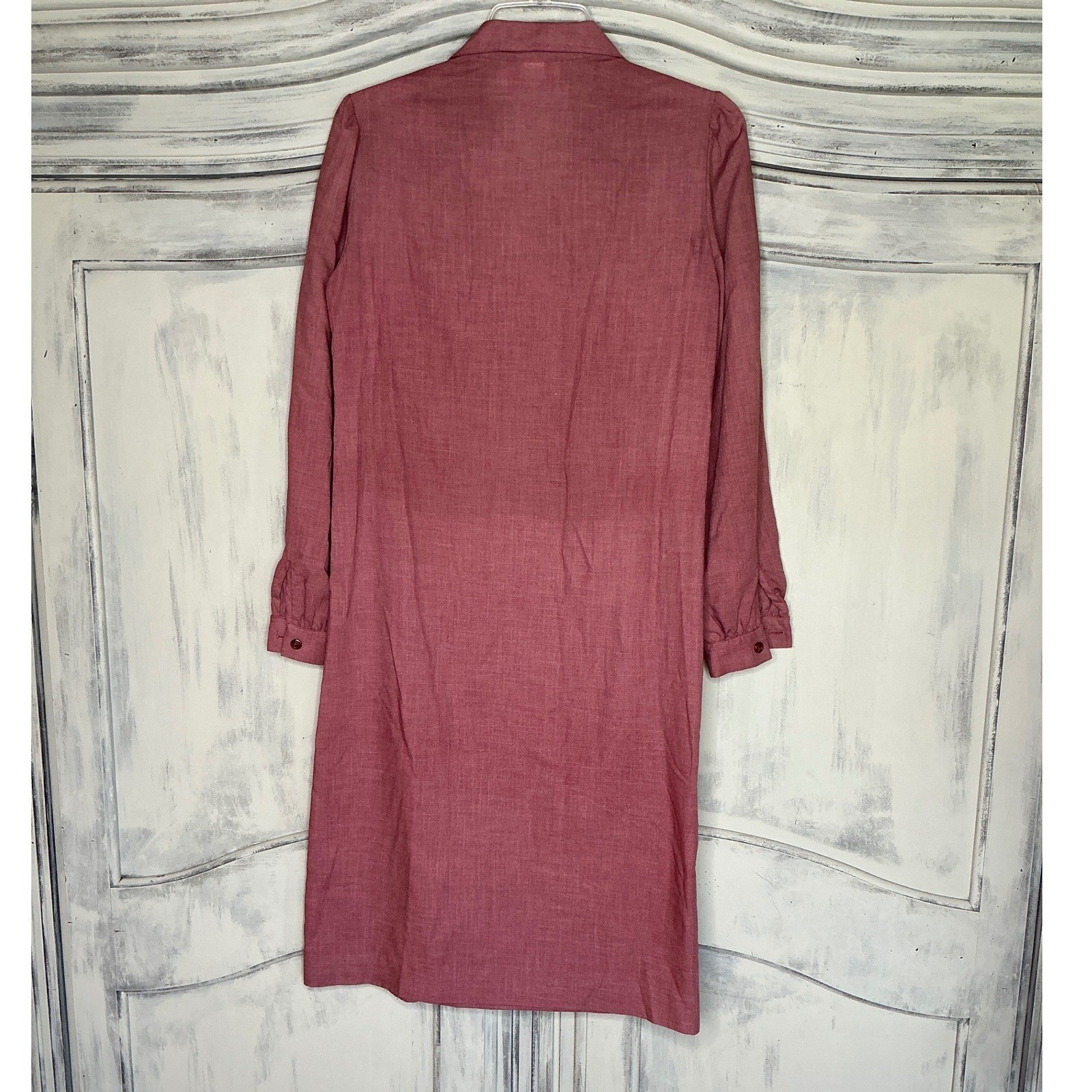 Vintage Route One Shirt Dress Petite Mauve Long Sleeve Button Front Pocket