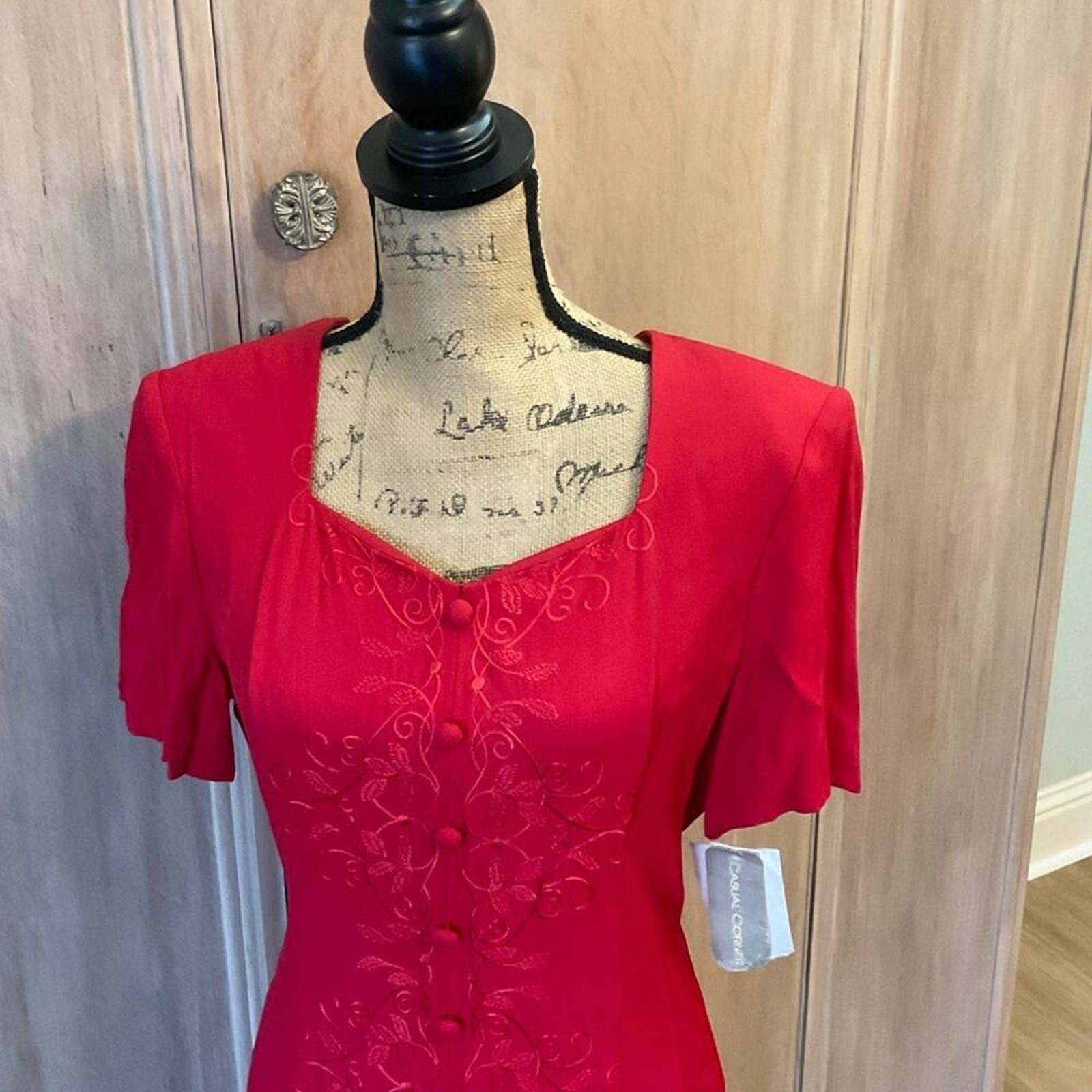 NWT Deadstock Vintage Casual Corner 90’s Red Midi Dress Pretty Woman sz 10