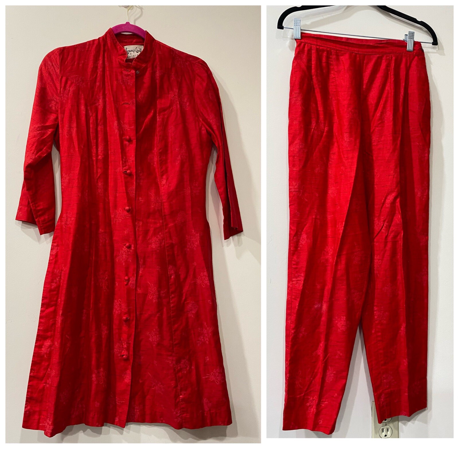 LOUNGE CRAFT 60s 70s VINTAGE SET RED FLORAL XS