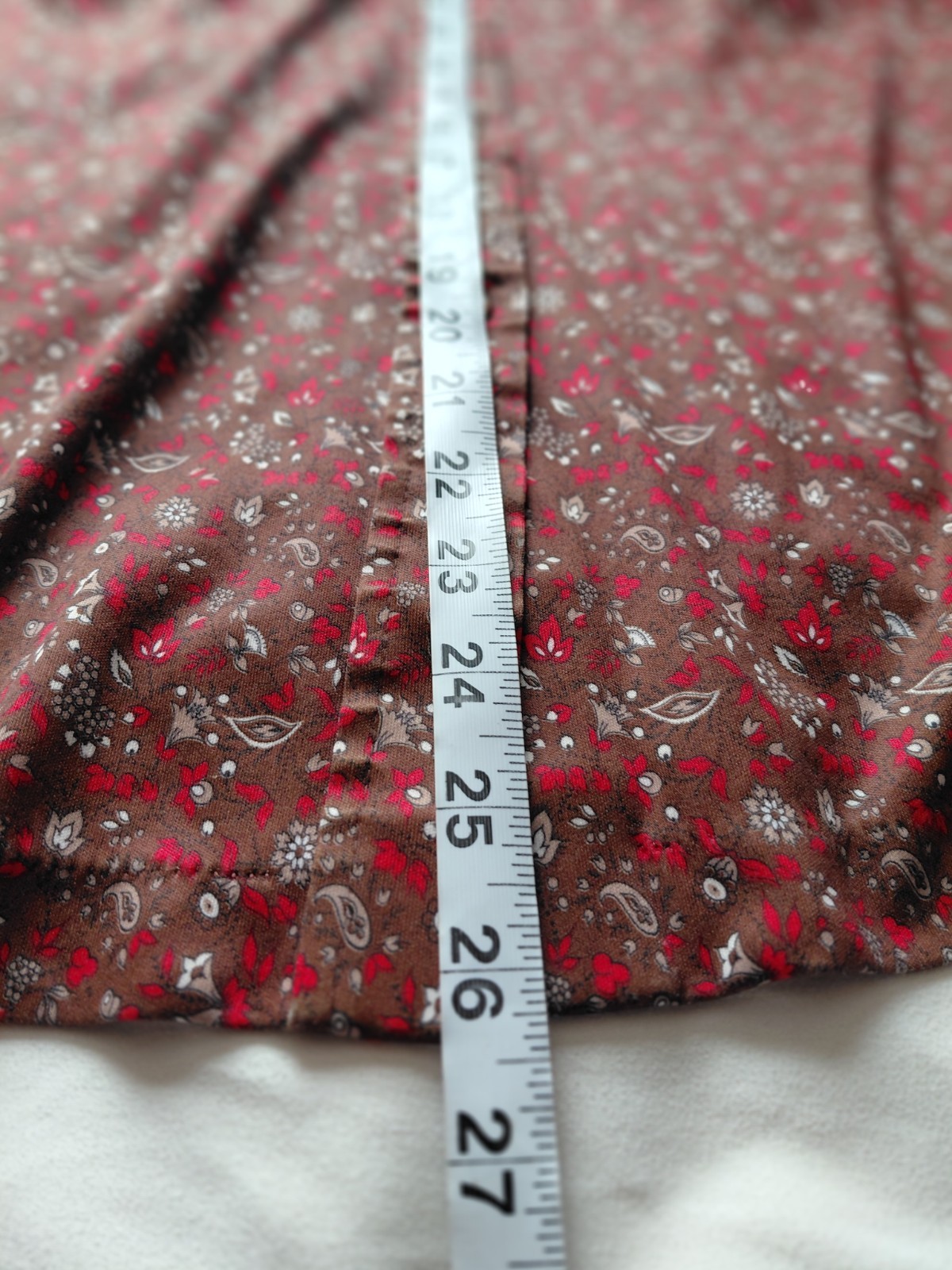 Vintage 1970s Sears The Shirt Paisley Blouse Brown Red Dagger Collar Western XL