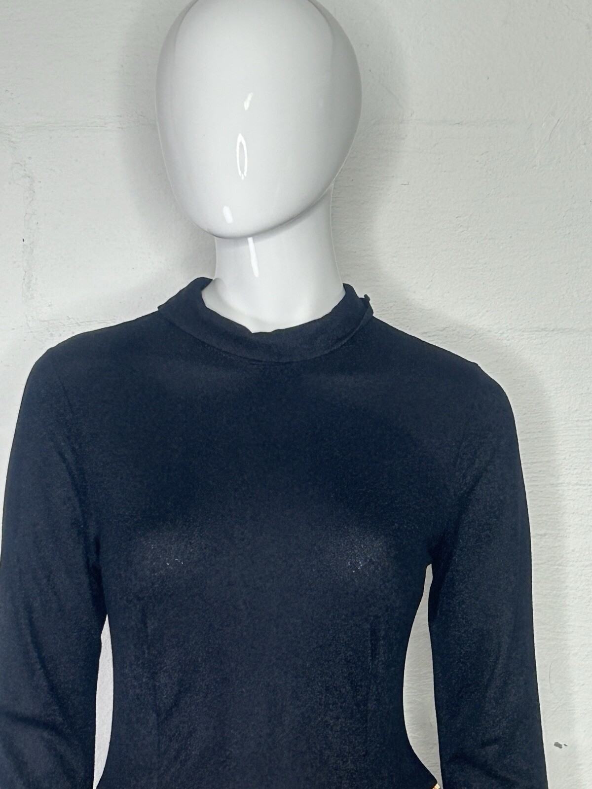 Vintage Dress Elaine Sklar Maxi Petite Small Long Sleeve Black Animal Print 60s