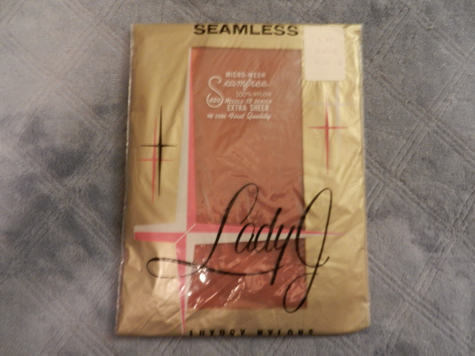 Vintage Seamless Micro Mesh Stockings Lady J Cinder Size 10
