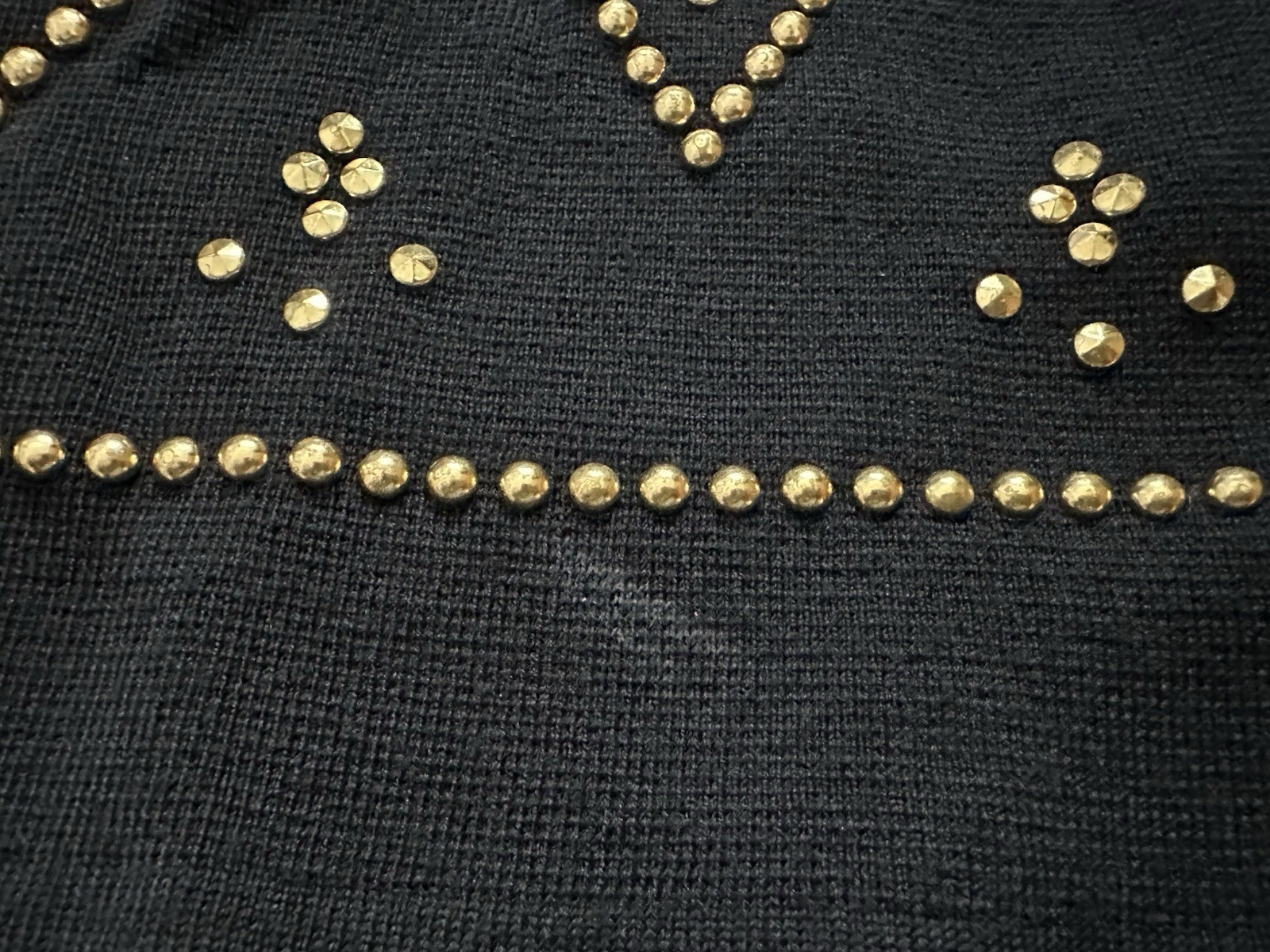 Vintage Genny Maglia Italy 100% Wool Studded Long Sleeve Black Sweater Dress