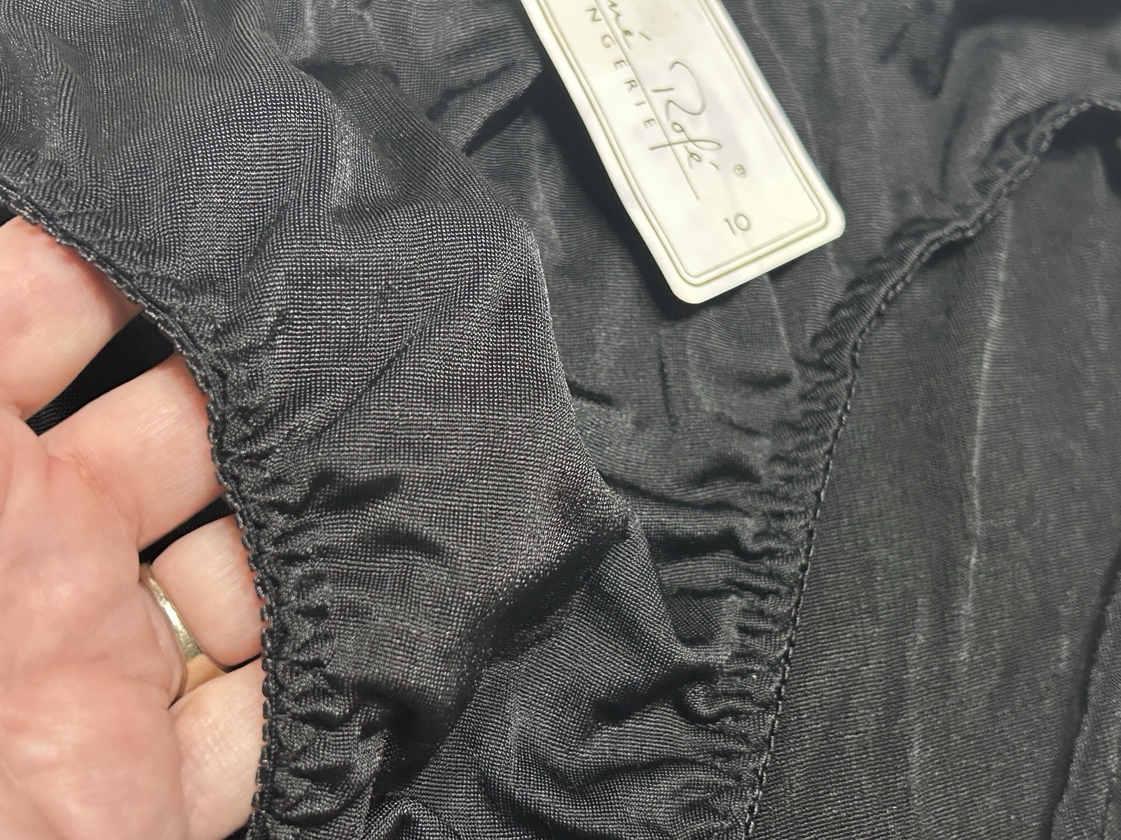 NWT Vtg RENE ROFE’ Feels Like Satin Polyester Hi-Leg 10 Black Panties #418