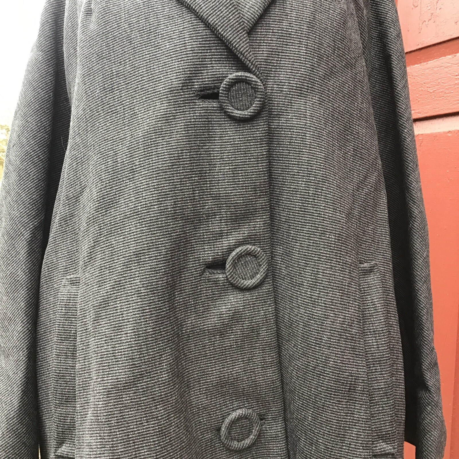ANTIQUE 1930’S WOMAN’S WOOL SERGE TWILL SWAG COAT SATIN LINED IMMACULATE COND