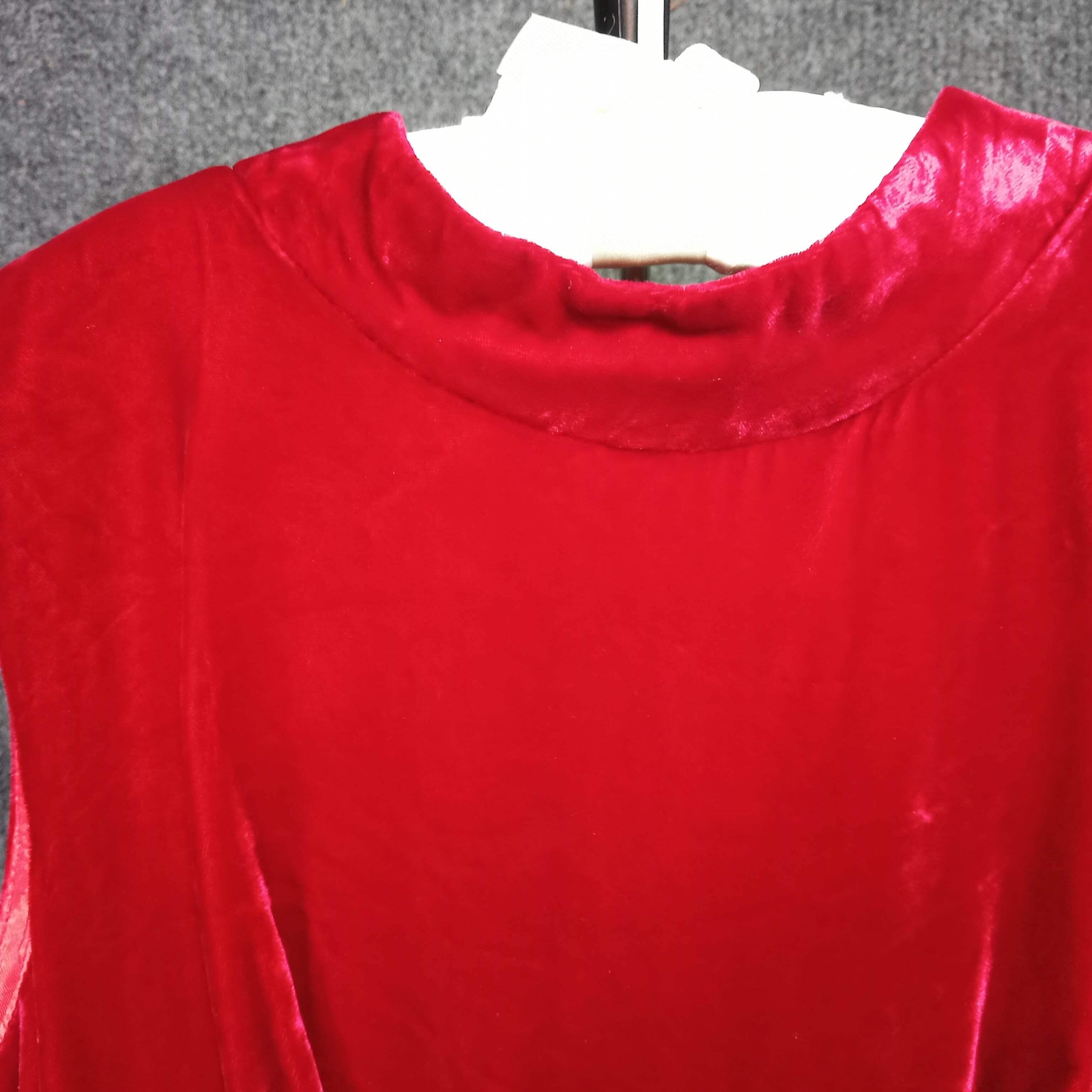 1950s Vintage Dress in Red Velvet Regal with Gold Lame Braid Detail