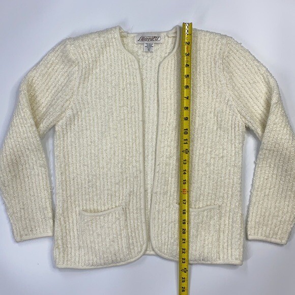Vintage Side Effects Open Front Fuzzy Granny Cardigan Sweater Size Large