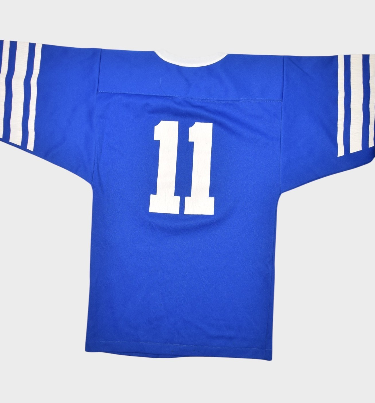 Vintage 80s Jersey Womens S Blue Striped Sports Reachwear Made in USA Football
