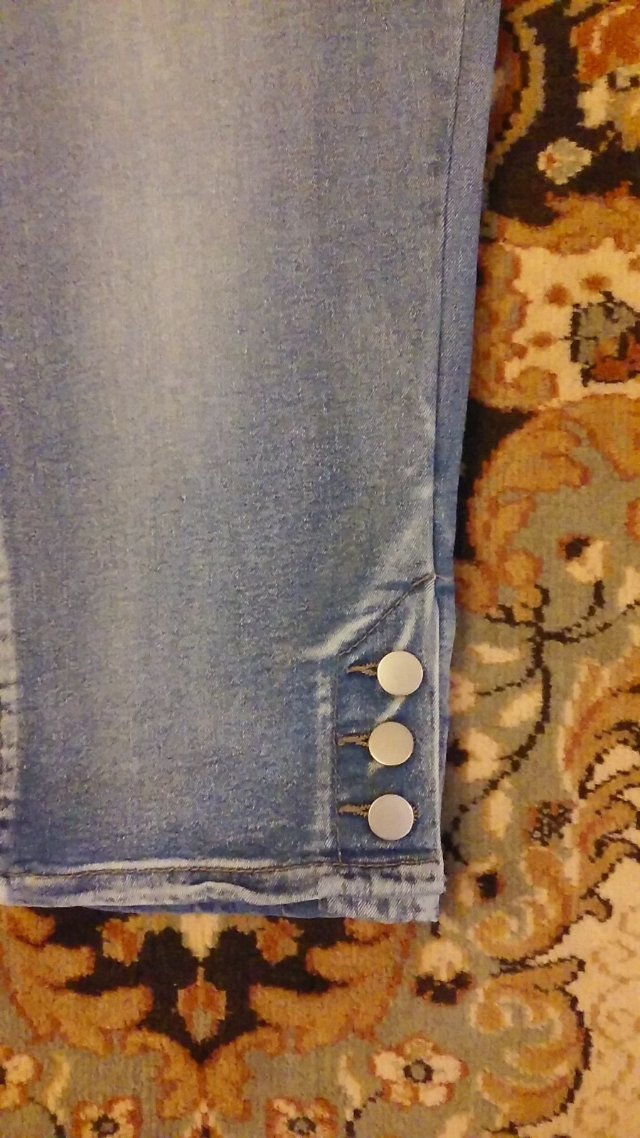 Vintage Denim Blue Capri Pants Light Wash New Metal Button Detail 2XL (Smaller!)