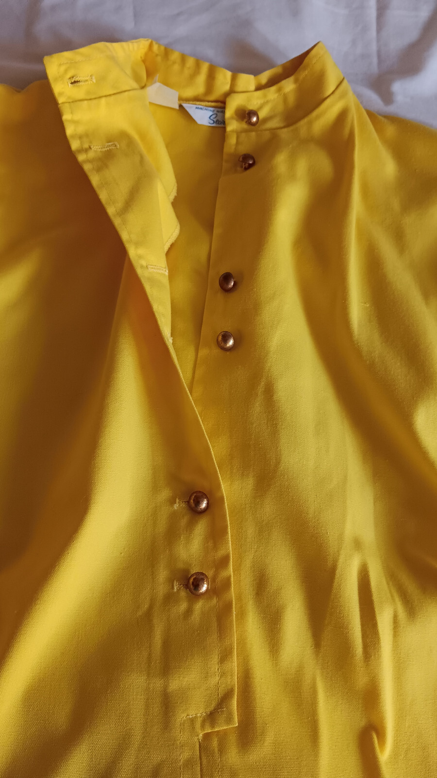 VINTAGE C. 1969 SEARS BRIGHT SUN YELLOW WOMENS SZ SML TUNIC SHIRT PULLOVER GOOD