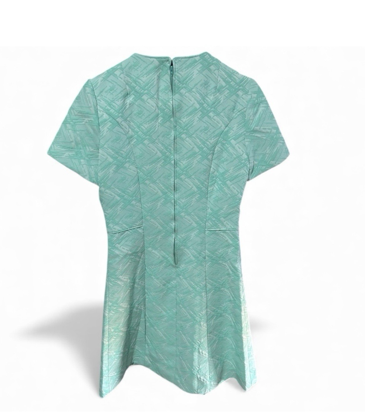 Vtg Stoner Square Teal dress, Size 14