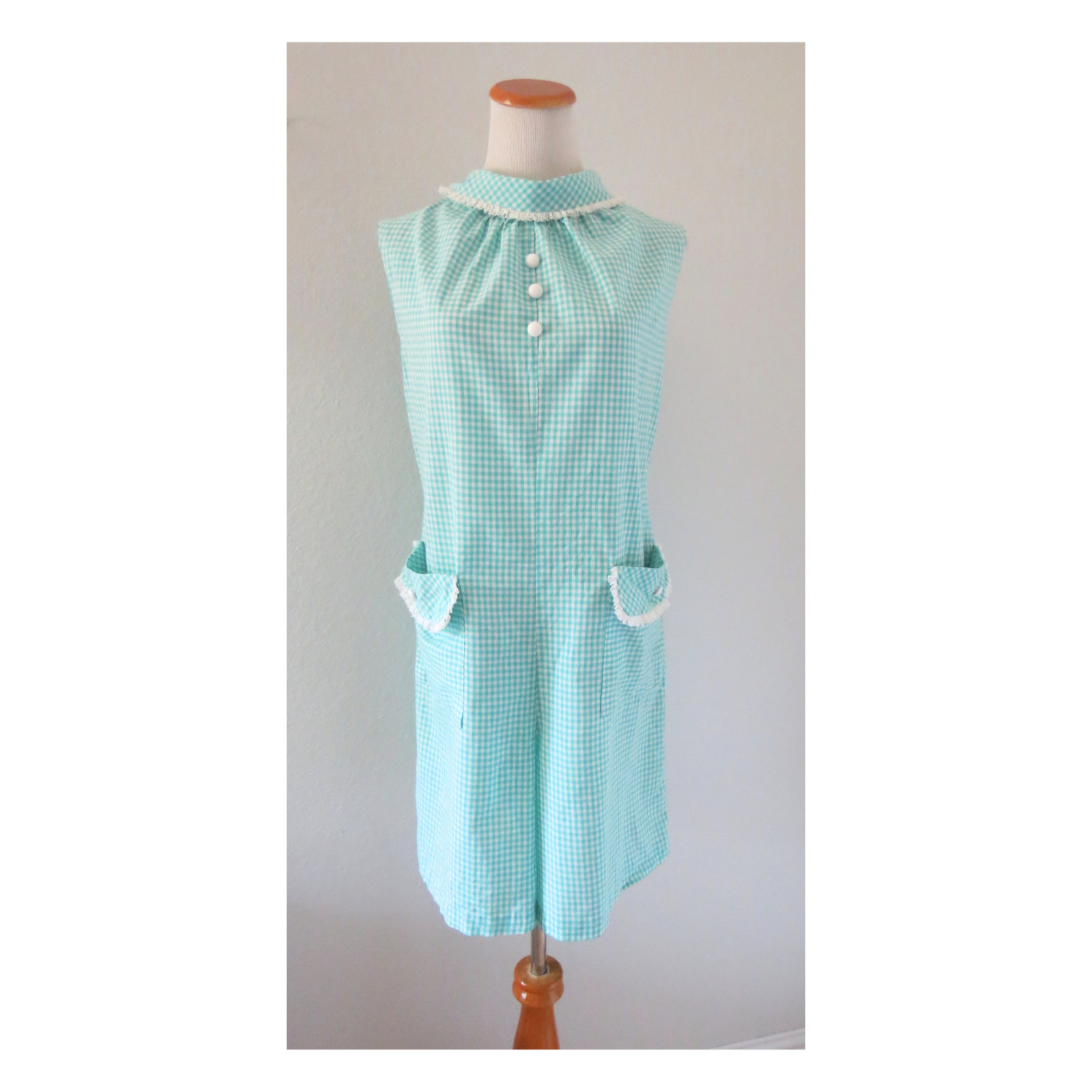 Vintage 60s Gingham Print Romper – Mod Retro Cotton Playsuit – Size Large