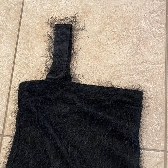 Vintage Versace Jeans Couture Black Feather Textured One Shoulder Women’s