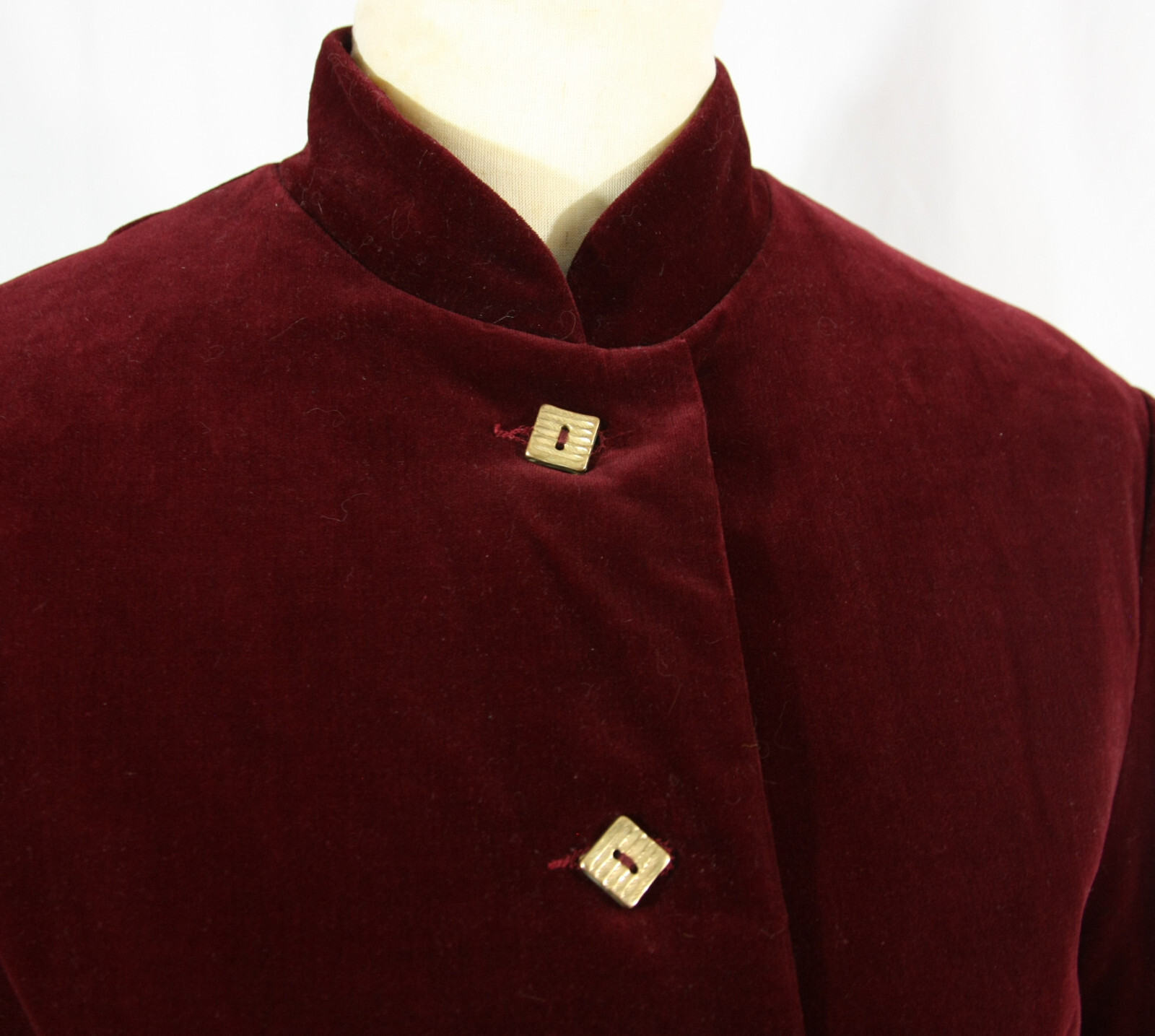 Vintage Anjac Needleman Mandarin Collar Velvet Skirt Suit Jacket Blazer S 1960s