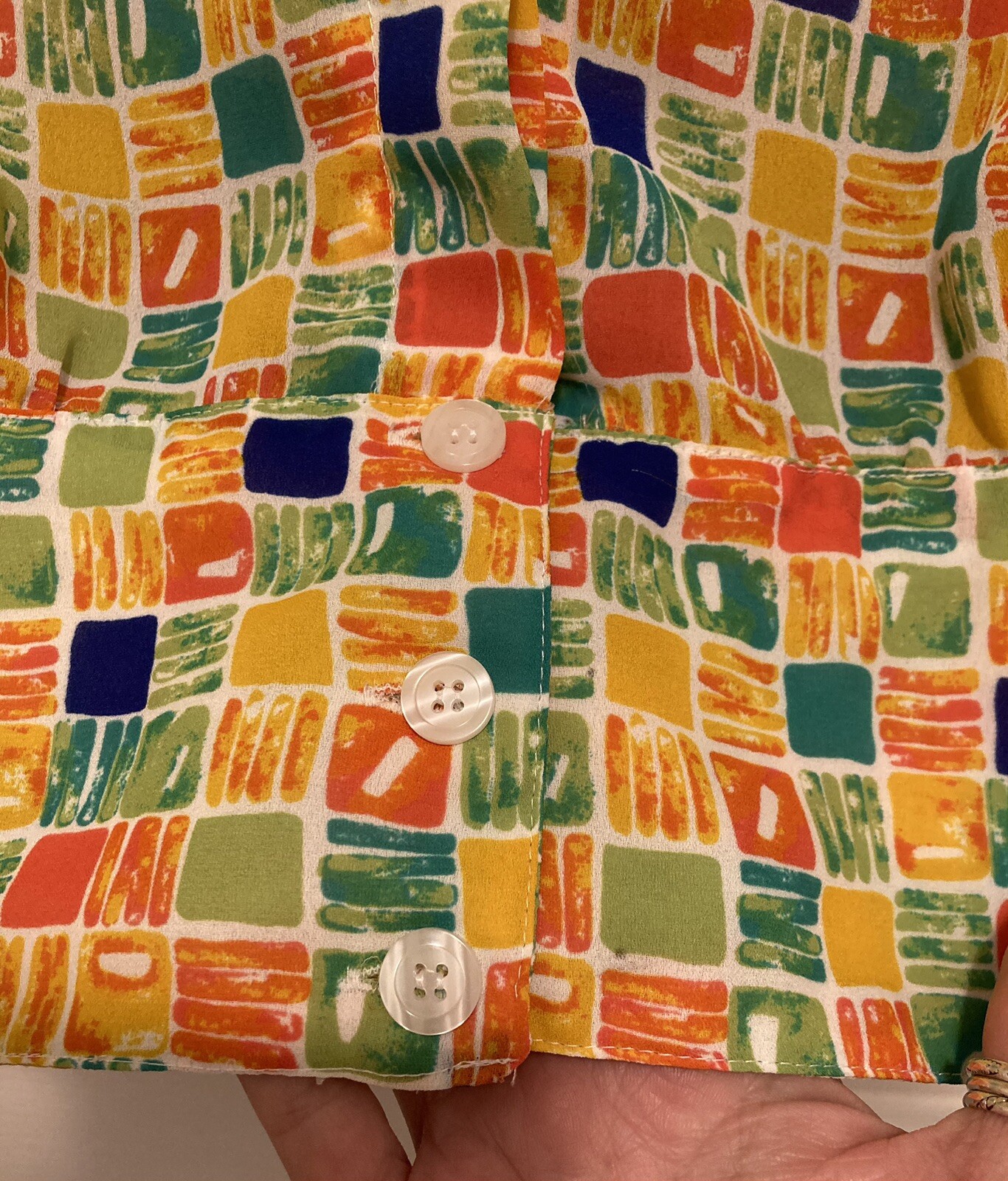 Vintage CHAUS Woman 2 pc Colorful Block Paisley Print Blouse & Skirt Size 16W