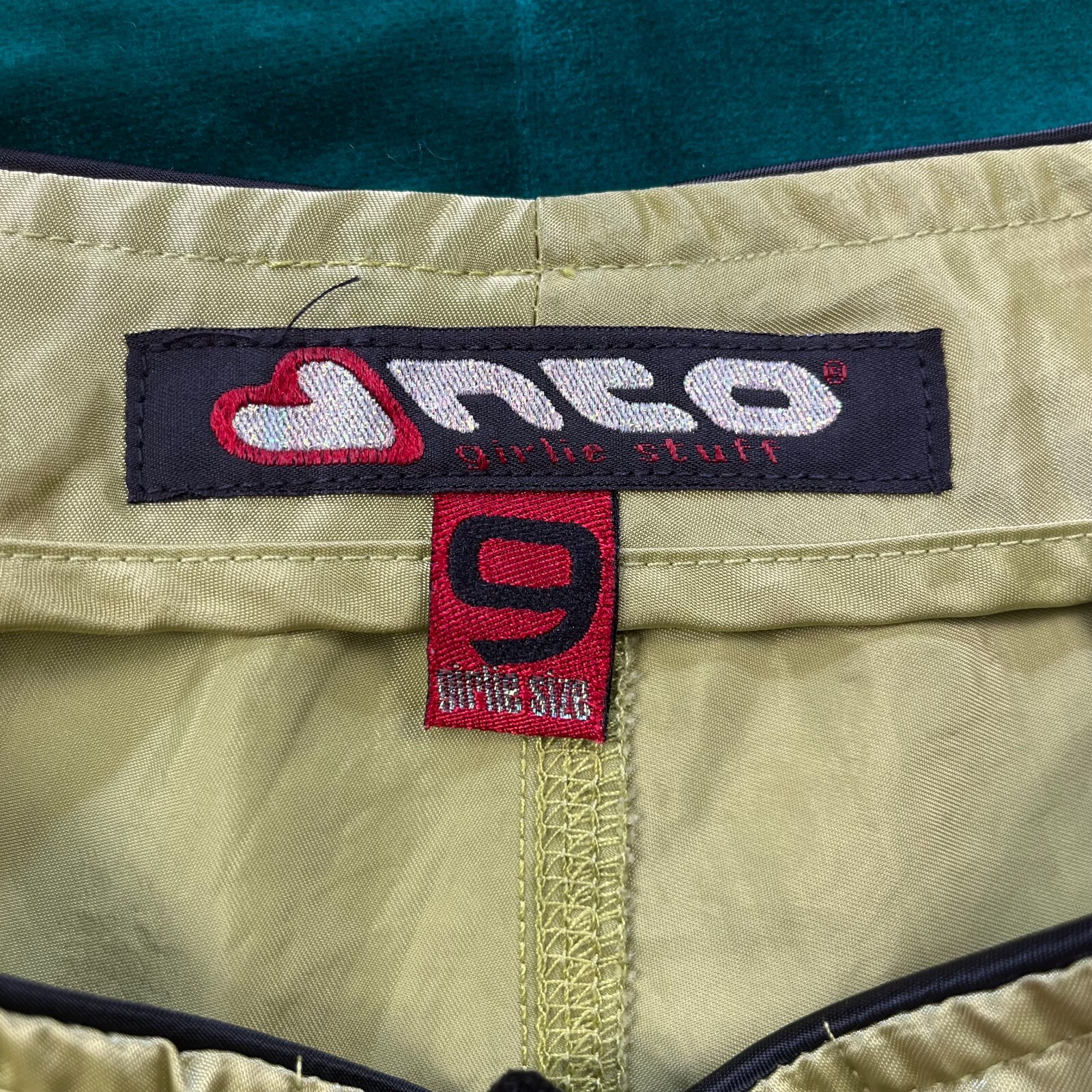 Vintage 90s Y2K Satin JNCO Girlie Stuff Low Rise Mini Shorts w/ Drawstring Jrs 9