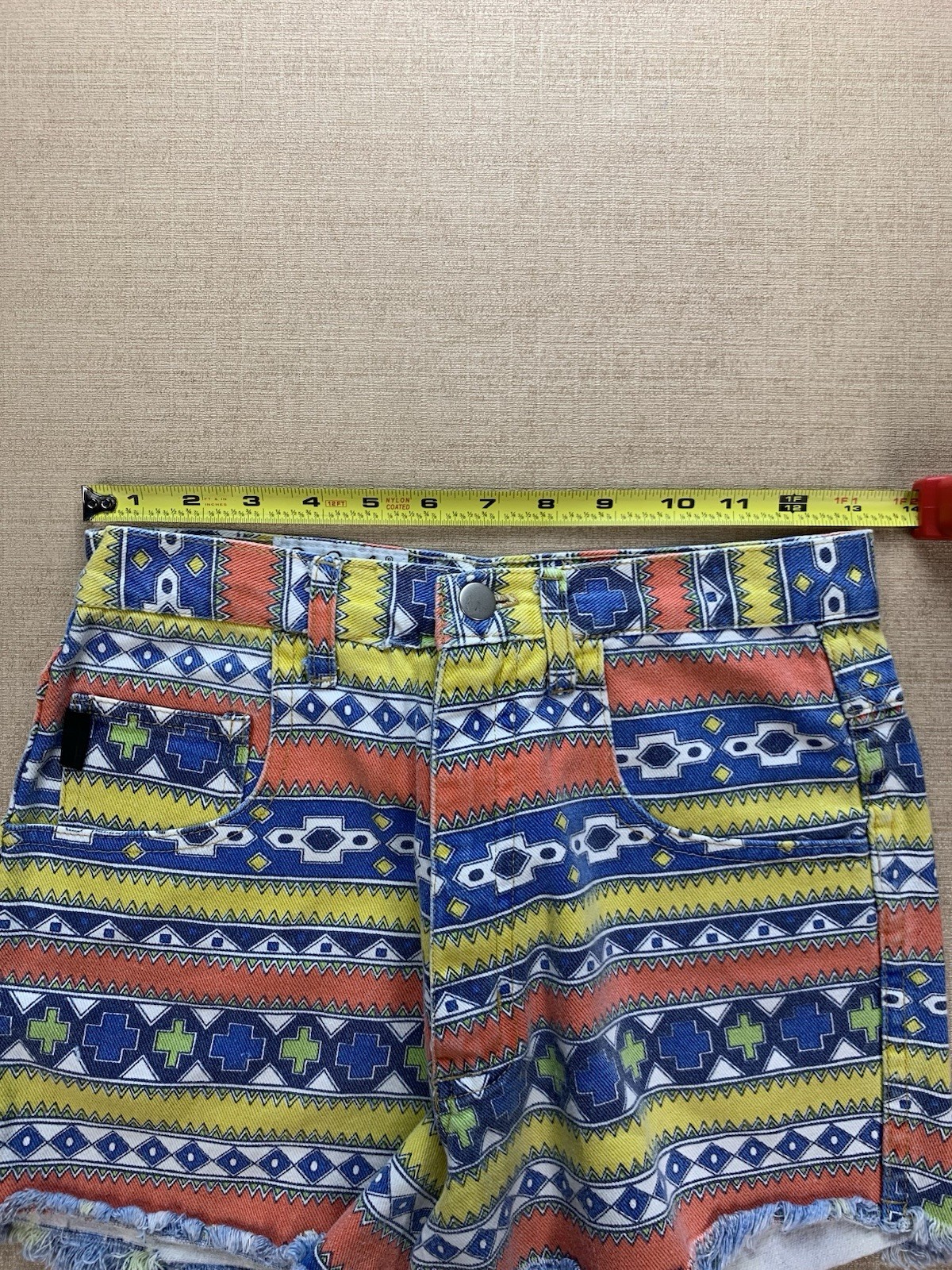 Vintage 80s 90s Jay Jacobs Multi Color Aztec Western Jean Cut Off Shorts Size 8