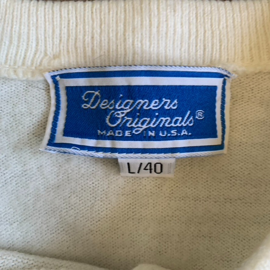 VTG Cardigan Womens Designers Originals XL Long Sleeve White Sweater Made In USA
