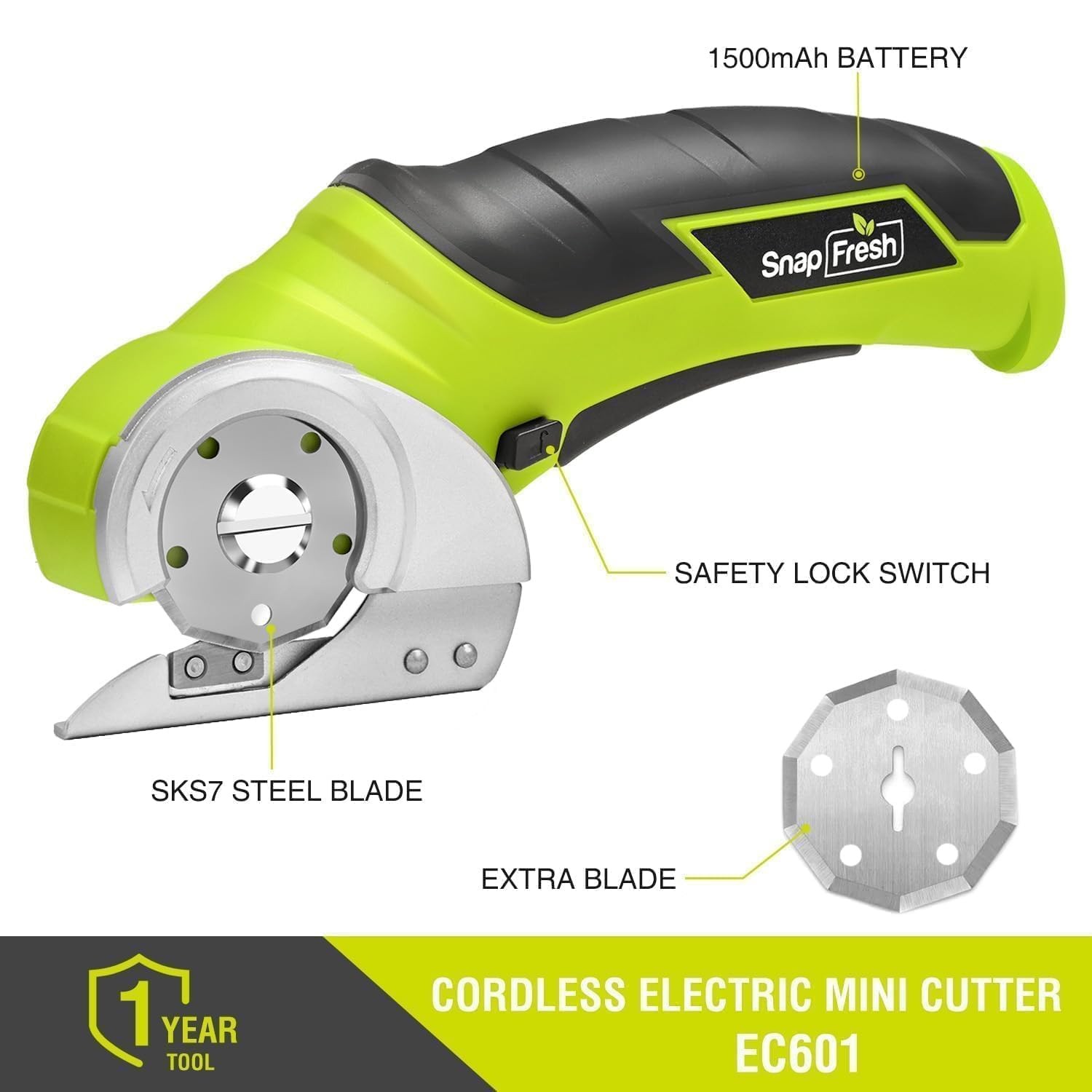 SnapFresh 4V Cordless Electric Scissors Mini Box Cutter Carpet Cardboard Leather