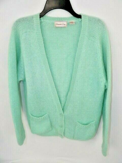 Vintage Mohair Penbrooke Lane Cardigan Sweater Mint Green Size Medium