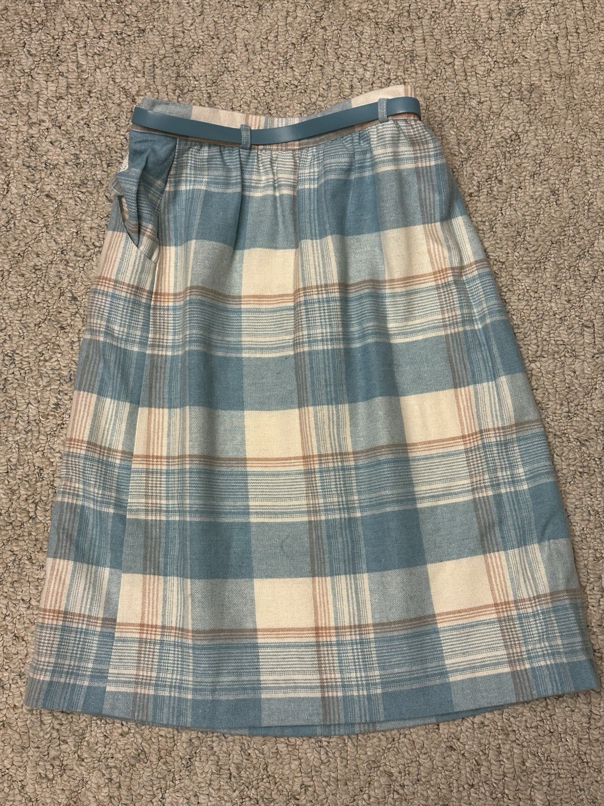 Vintage Plaid Wool Polyester Skirt With Belt Size 11/12 JC Penney Fashions
