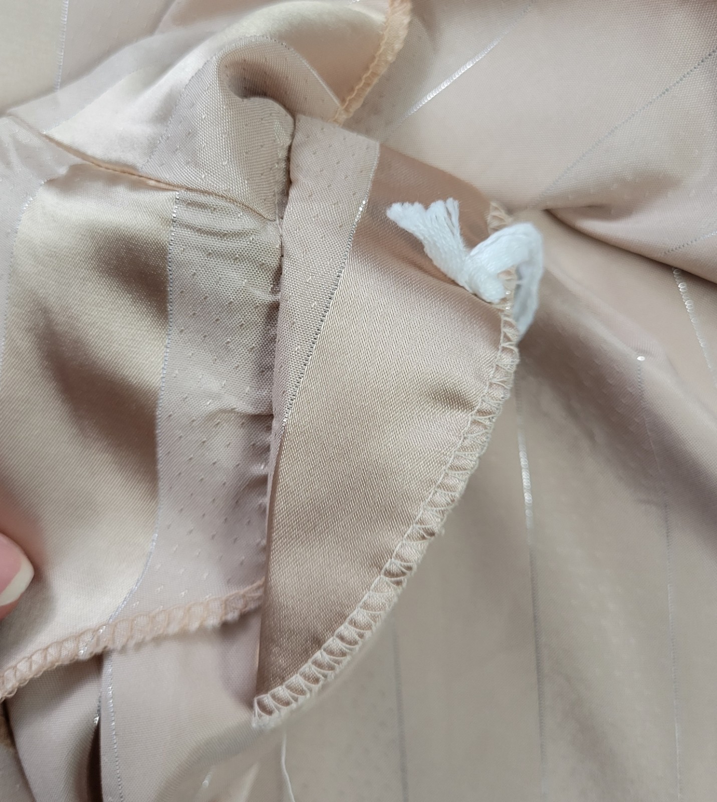 Vintage JCPenney Beige on Beige Striped Blouson Dress w Peplum Size 9/10