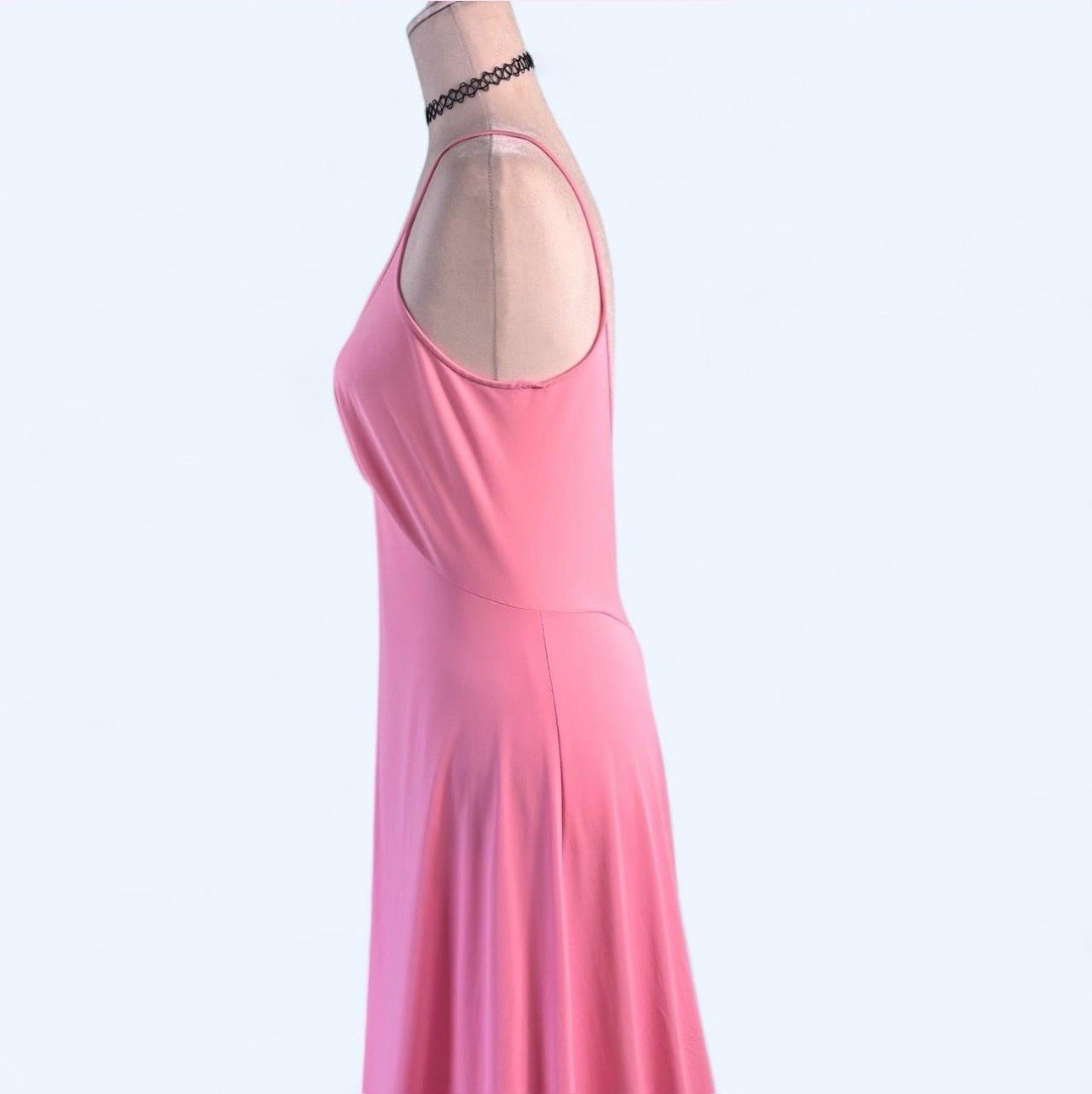 Vintage 1970s Pink Maxi Dress – Sleeveless Flowy Gown – Size XS/S