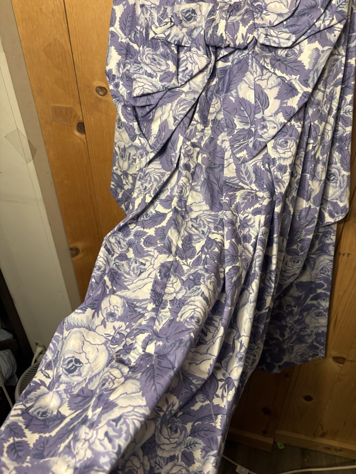 VTG Laura Ashley Dress Strapless Floral Purple XS/S Draped Bow 34/32 (tiny Flaw