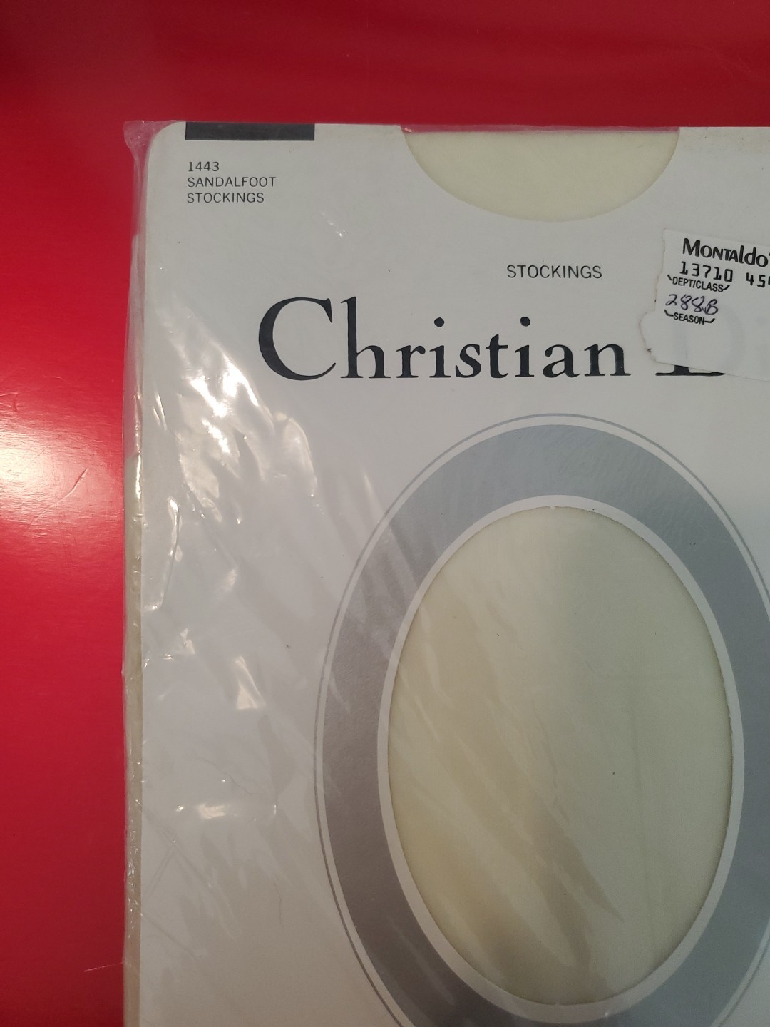 VTG Christian Dior Ultra Sheer Leg Sandalfoot Stockings Alabaster Medium 10.5