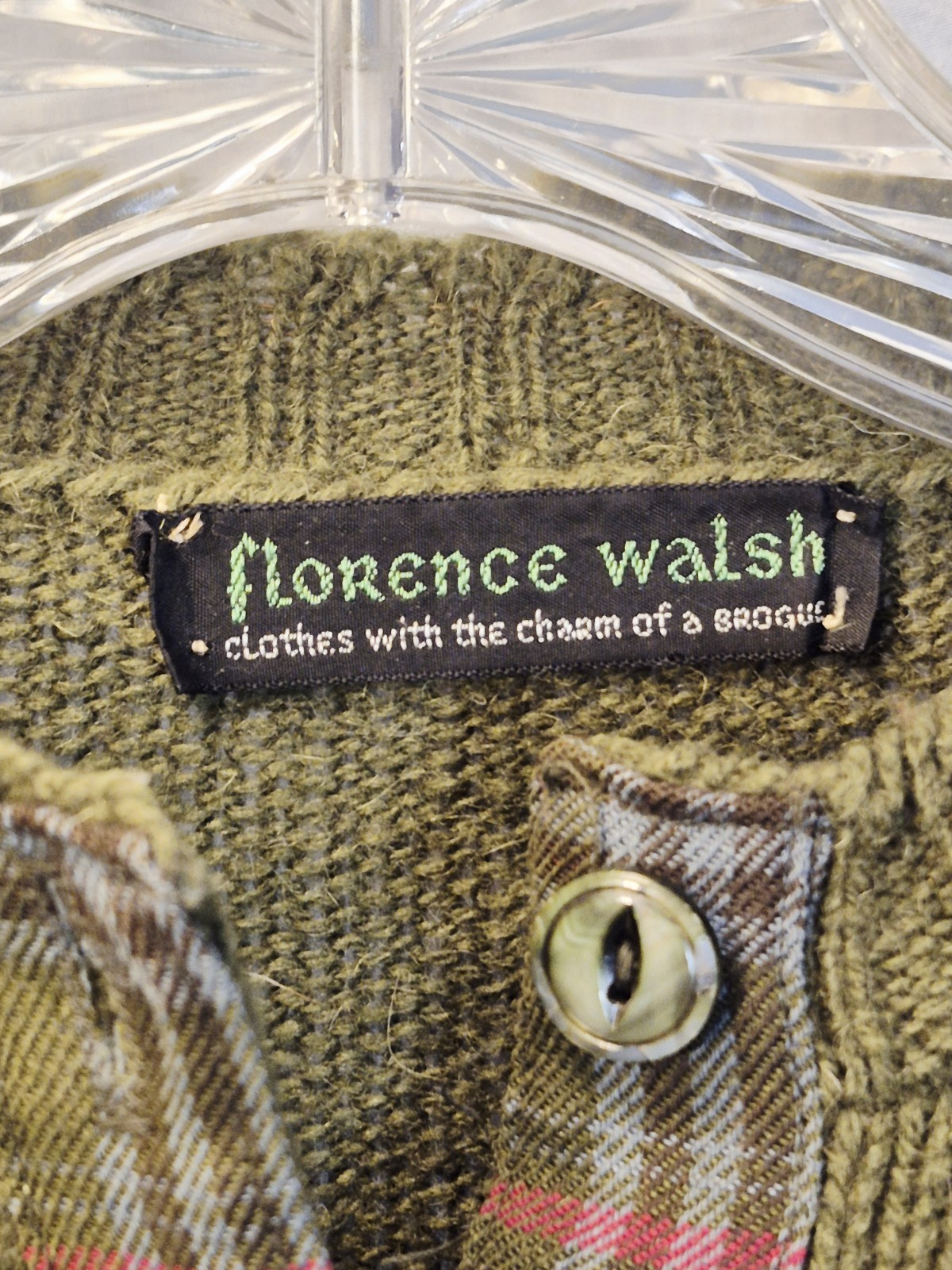 Florence Walsh Sweater And Skirt Green Plaid Vintage Small Medium