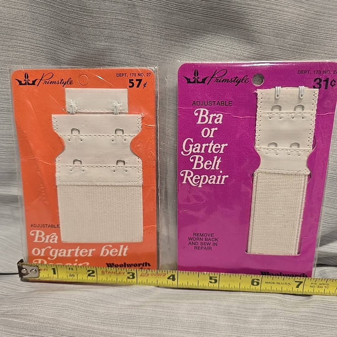 VTG Primstyle Adjustable Bra Or Garter Belt Repair Woolworth Dept 173 #24 & #27