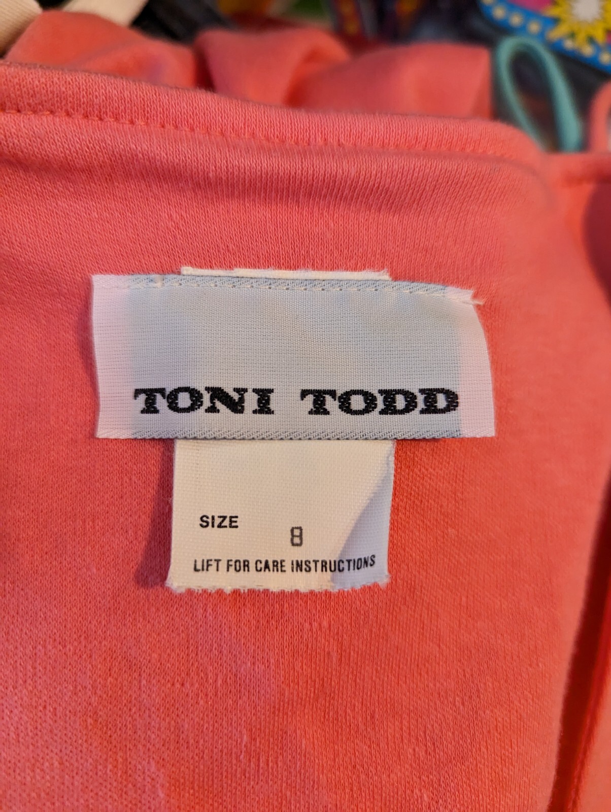 Toni Todd Vintage Sheath Dress 80s Peach Pink Shell Belt Pockets Womens Sz 8