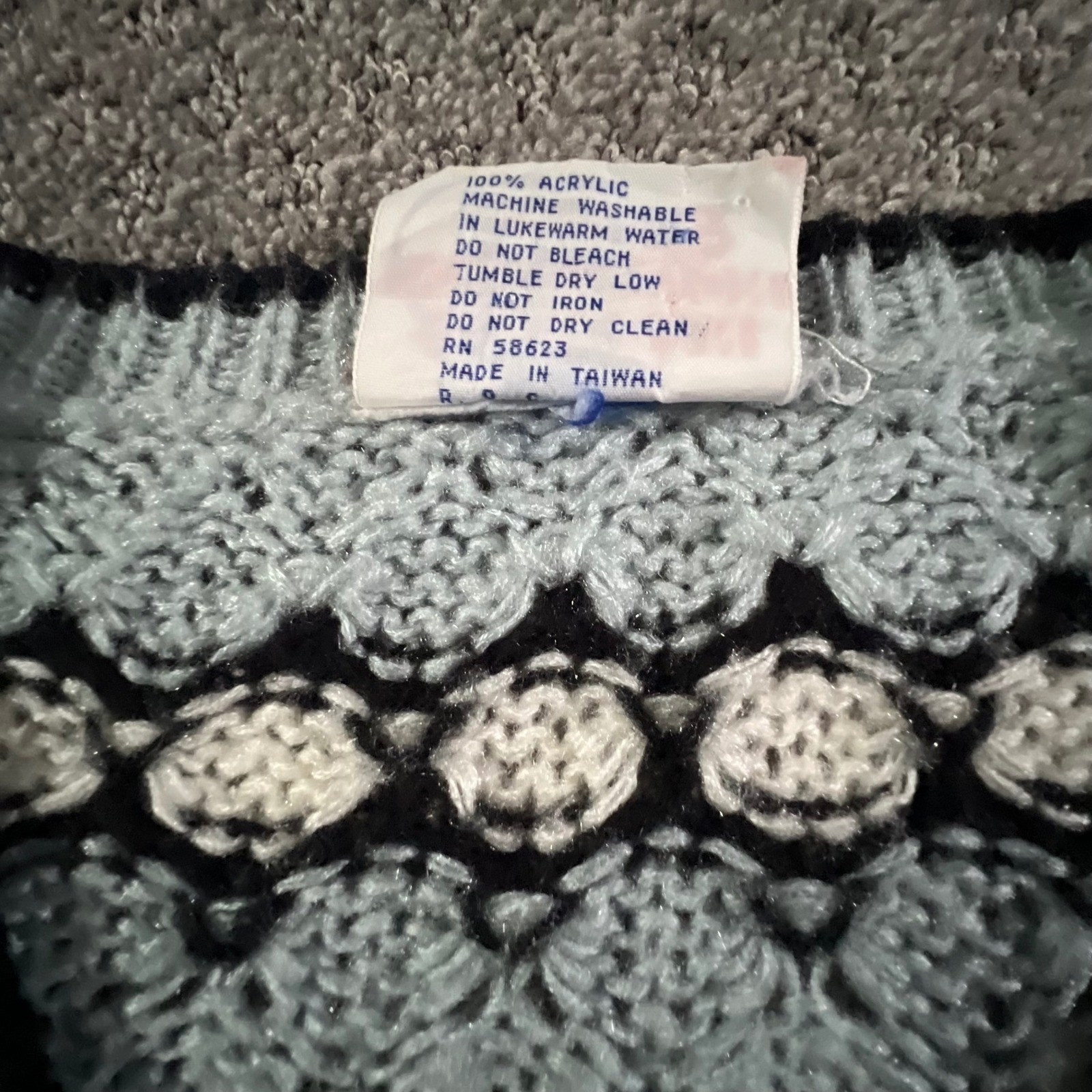 Western Connection Sweater Womens Medium Blue Vintage 80s Popcorn Knit V-Neck