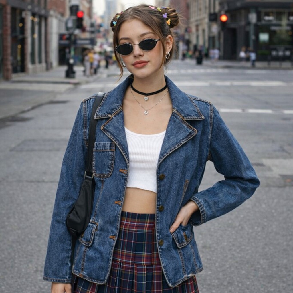 Vintage 90s Y2K Dunbrooke Women’s Denim Jean Blazer Jacket Pockets Sz M