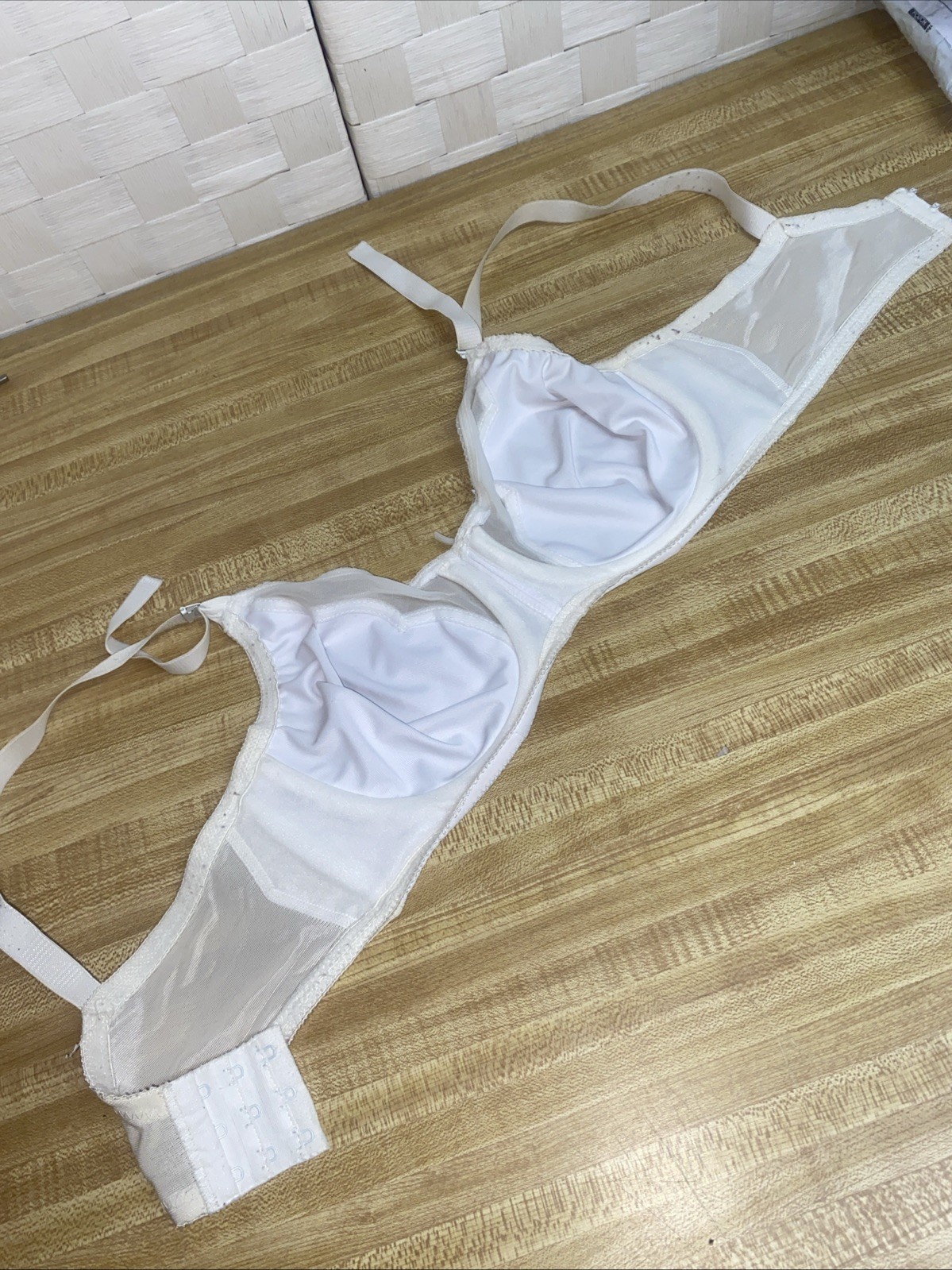 Vintage 60s White Bullet Bra 34D Back Closure Retro Underwire