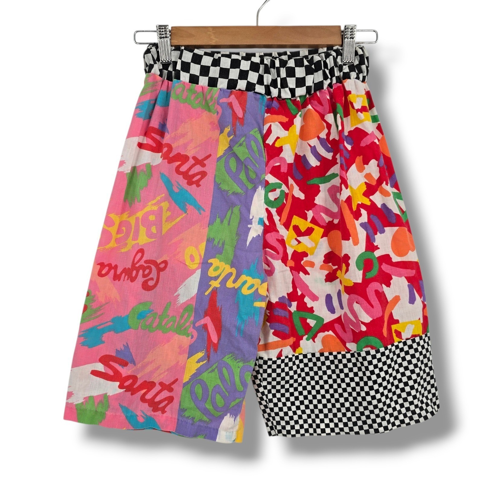 Vintage Knitwaves Shorts Womens XS/Small Multicolor Patchwork Checkered 80s 90s