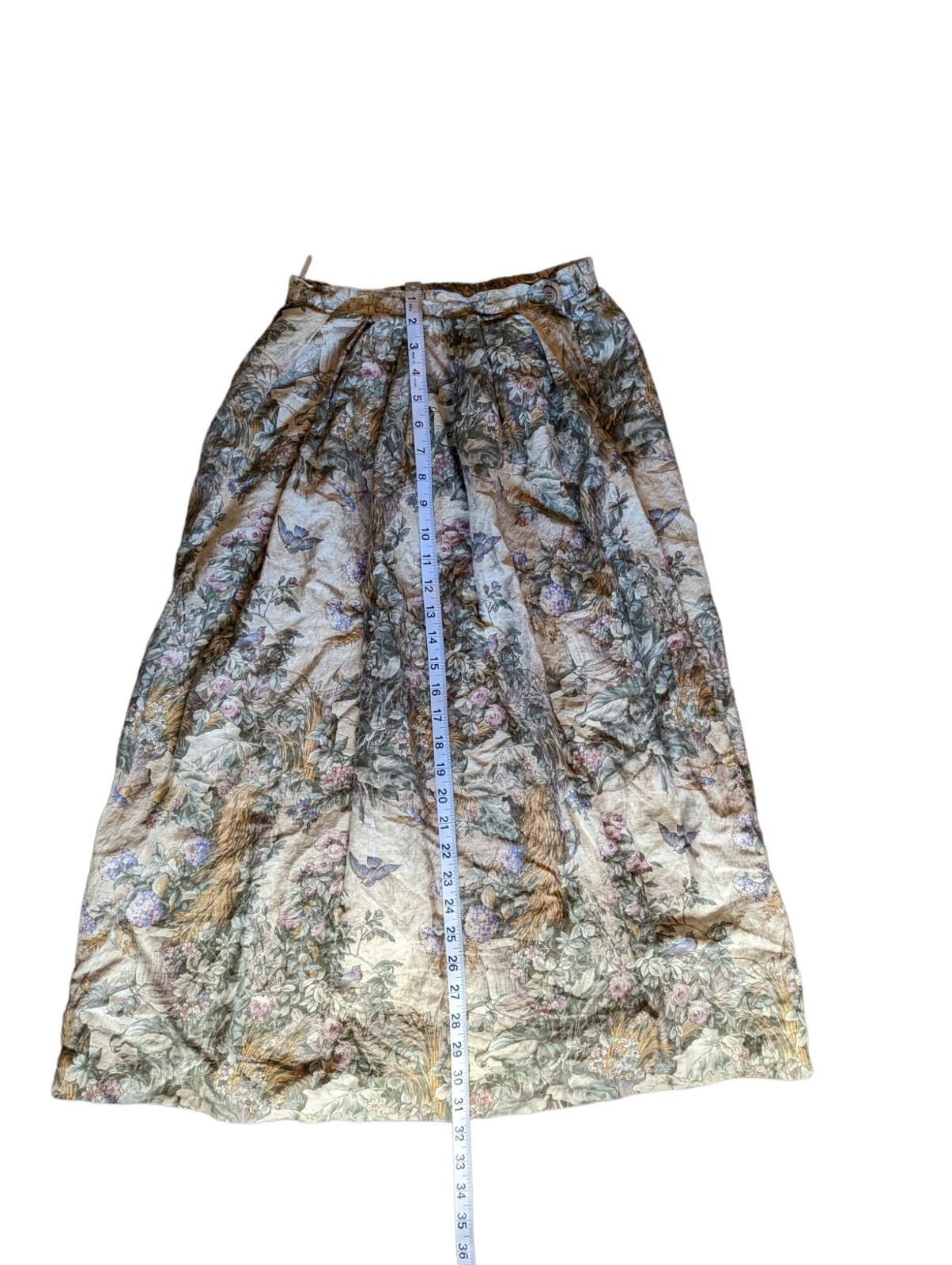 Vintage Lombardi Inc Bluebird English Garden Print Cotton Novelty Skirt Size 6
