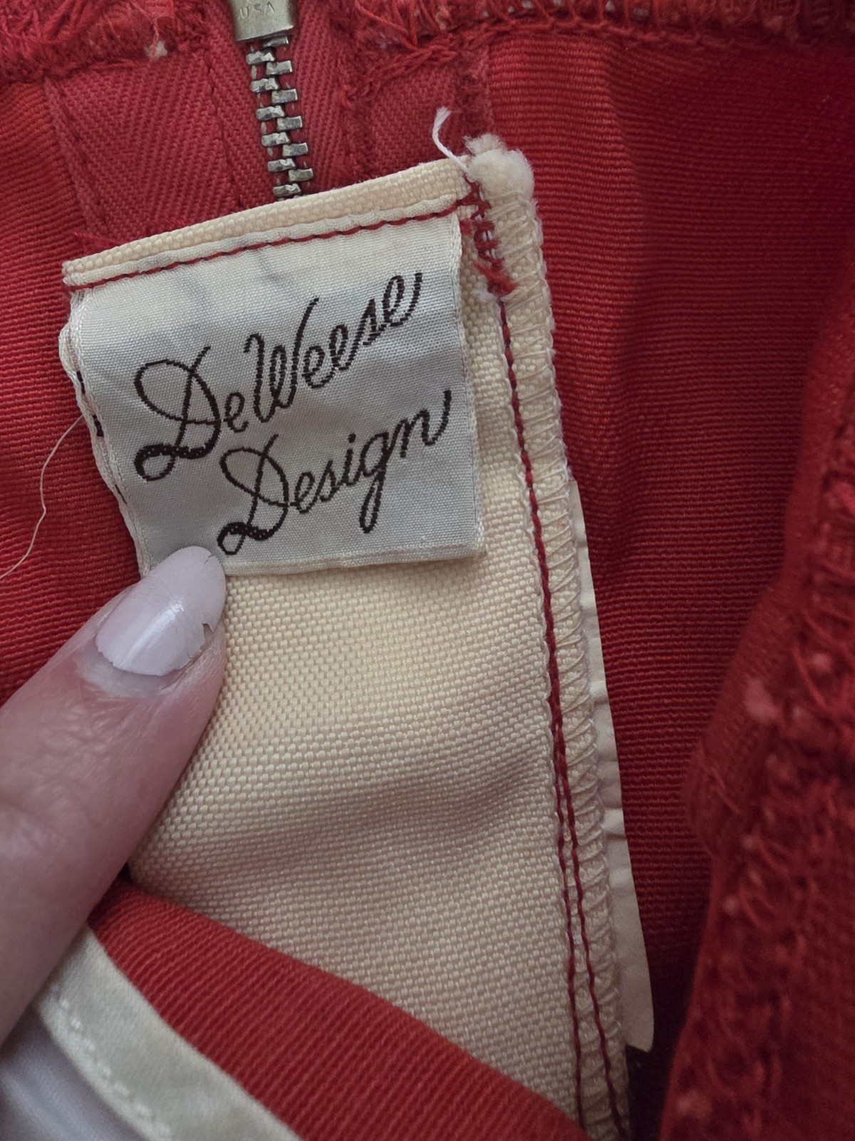 DeWeese Design Vintage Size 32 Swim Suit Play Clothes Red Romper With Pockets