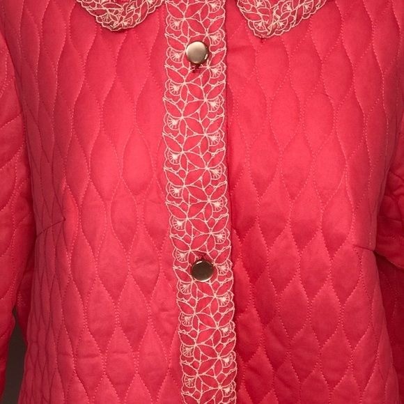 Vintage Coral Sears Pink Quilted Robe Housecoat M | Golden Girls | Roper Romp