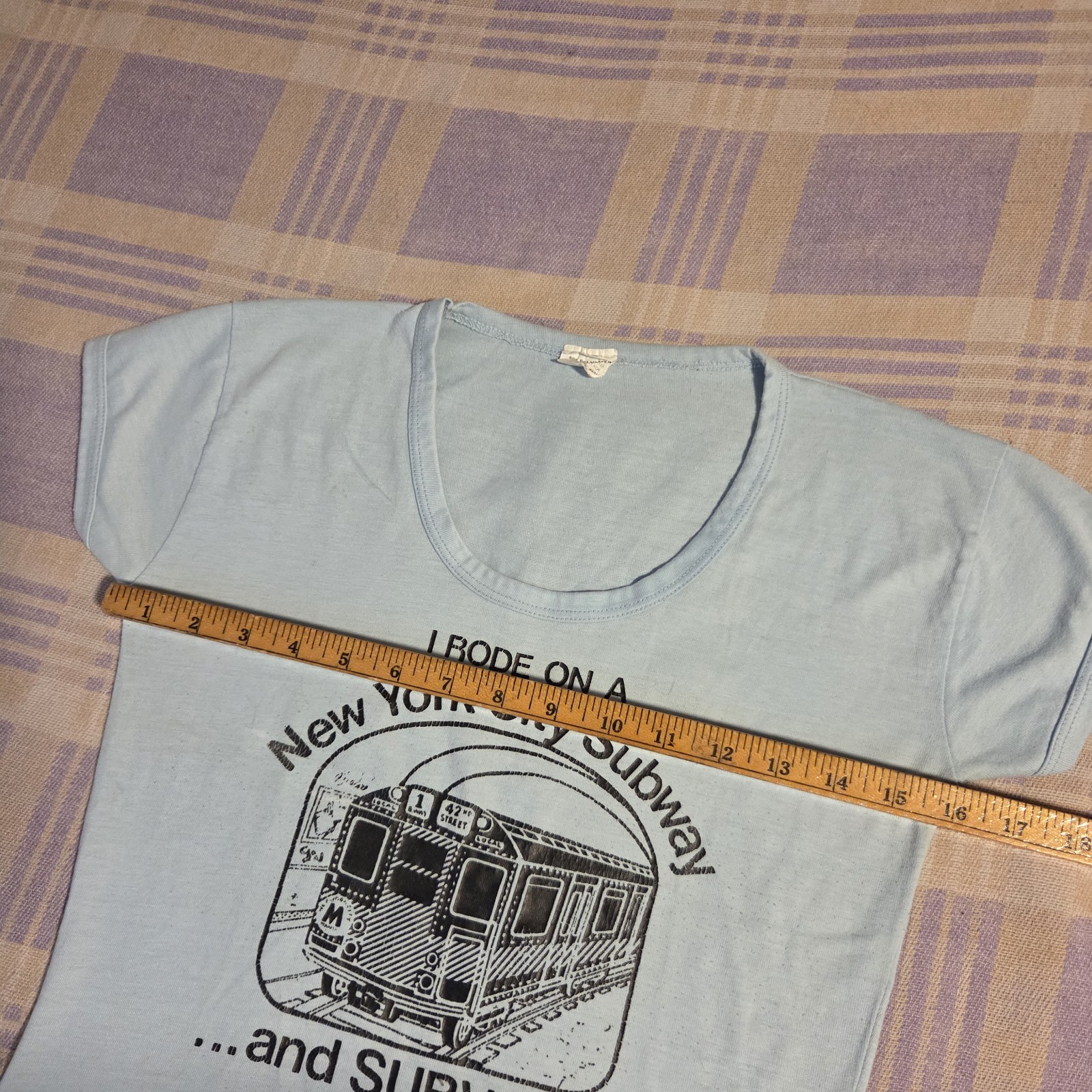 Vintage 70s New York City NYC Manhattan Subway Survived Womens Baby Tee T Shirt