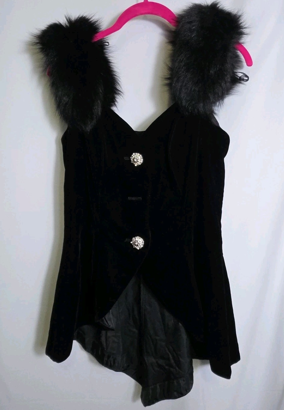 Climax Karen Okada for David Howard Fur Trim Velvet Glam Goth Steampunk Couture