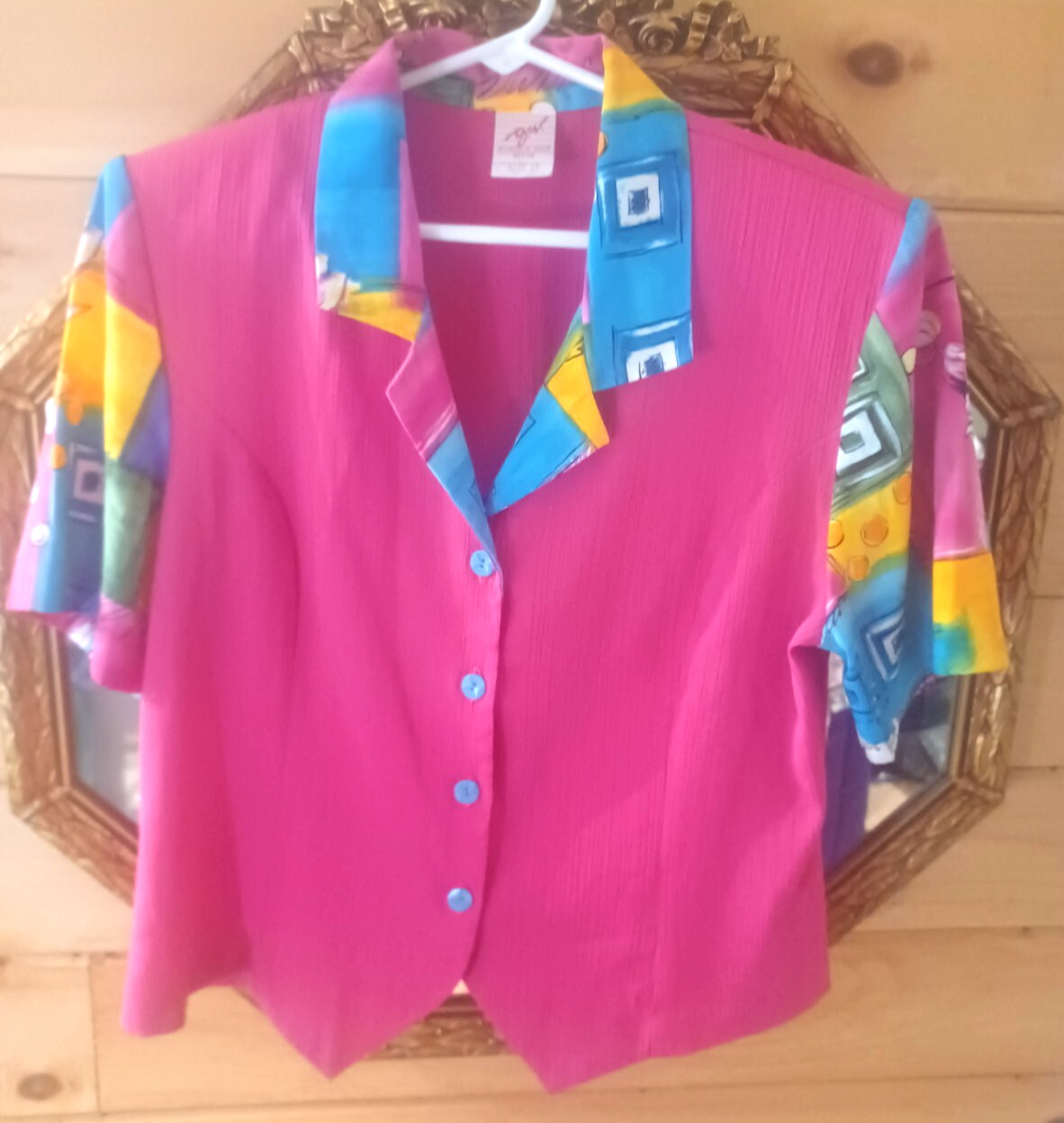 VTG G.W Division of Graff 80’s Bold Neon Colors Crop Blouse Jacket sz 12