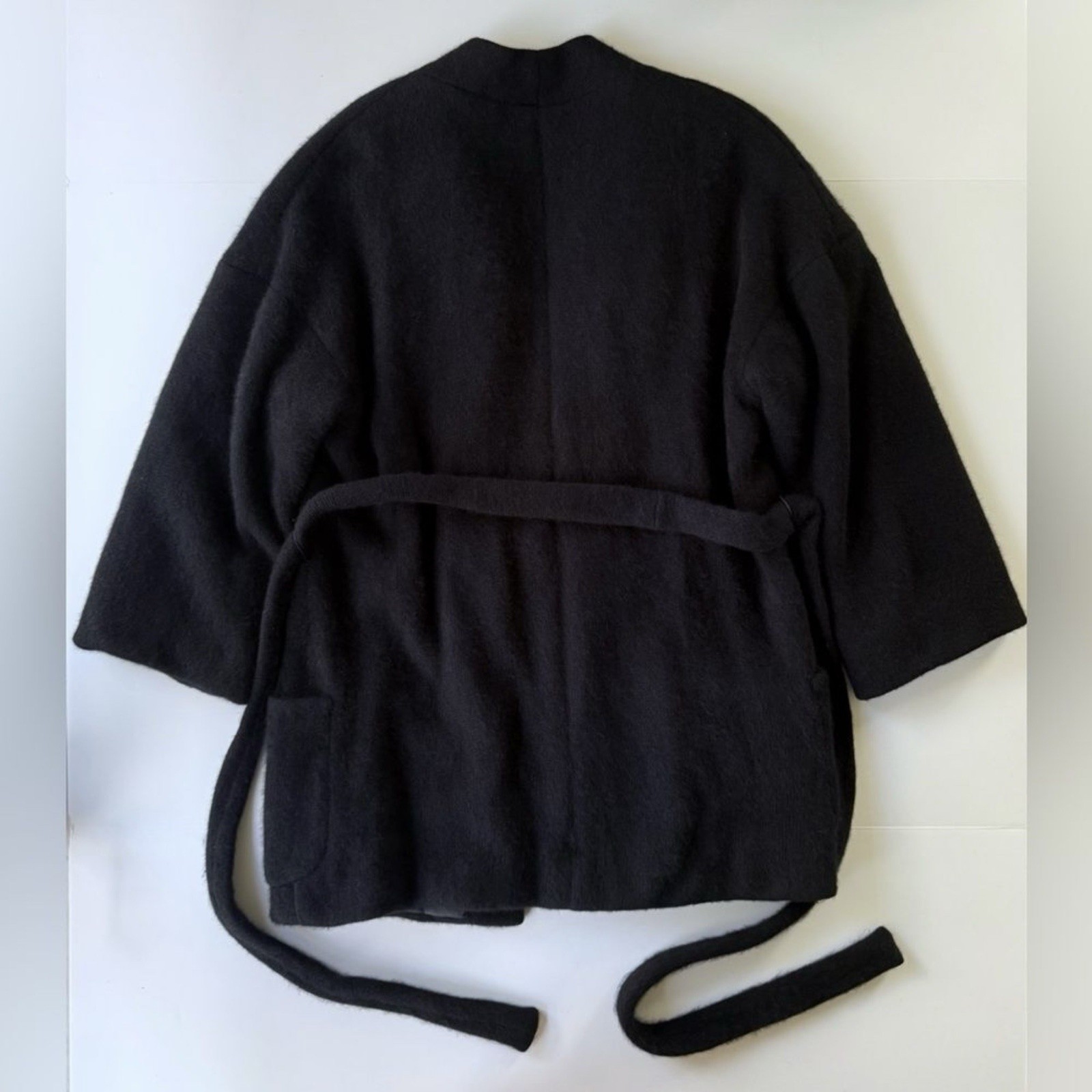 Rare Valentino 1960s Vintage Kimono / Smoking Jacket Style Wrap Jacket Black S/M