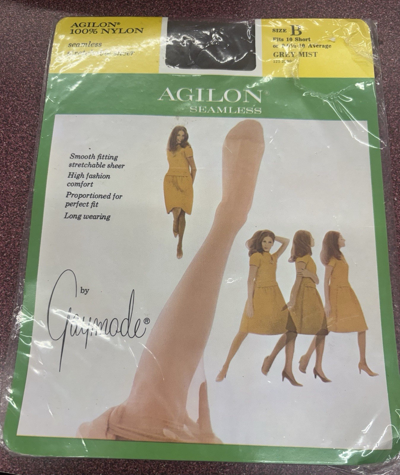 Vintage Agilon Seamless Stockings Grey Mist – Size B /10 Short Pantyhose