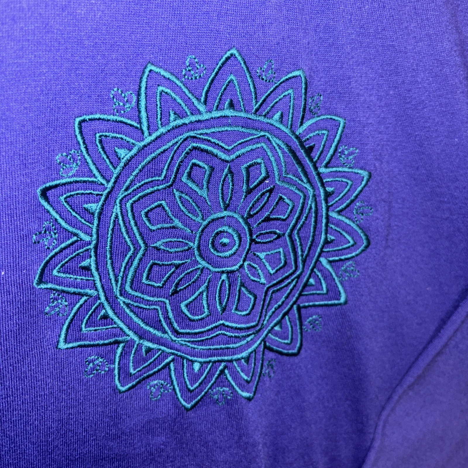 Vtg 90’s BLAST Women Purple Pullover Ornate Embroidery Silver Button Grandma