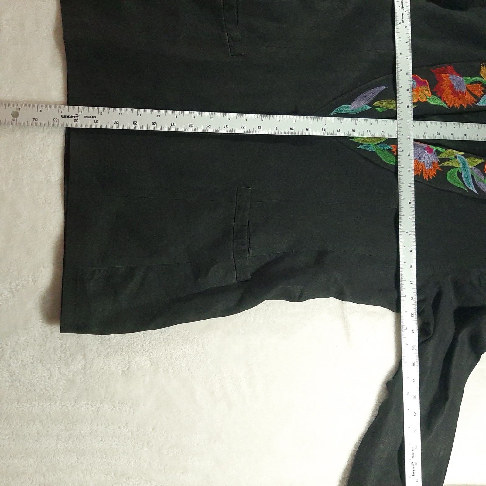 I.B. Diffusion 1990s VTG Black Linen Floral Embroidered Blazer Jacket Size S