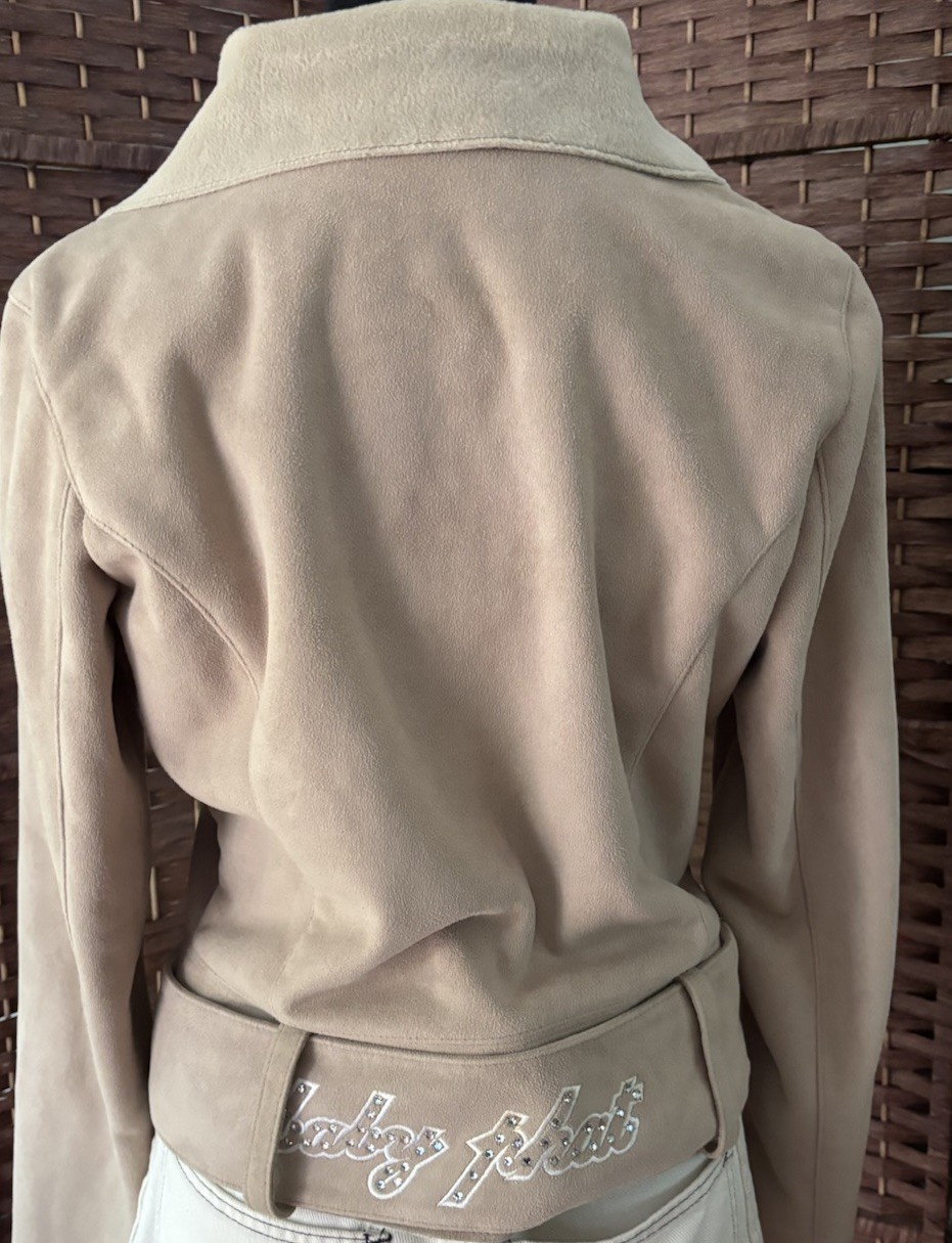 VTG Y2K Baby Phat Faux Suede/Fur Rhinestone Shawl Collar Jacket.small
