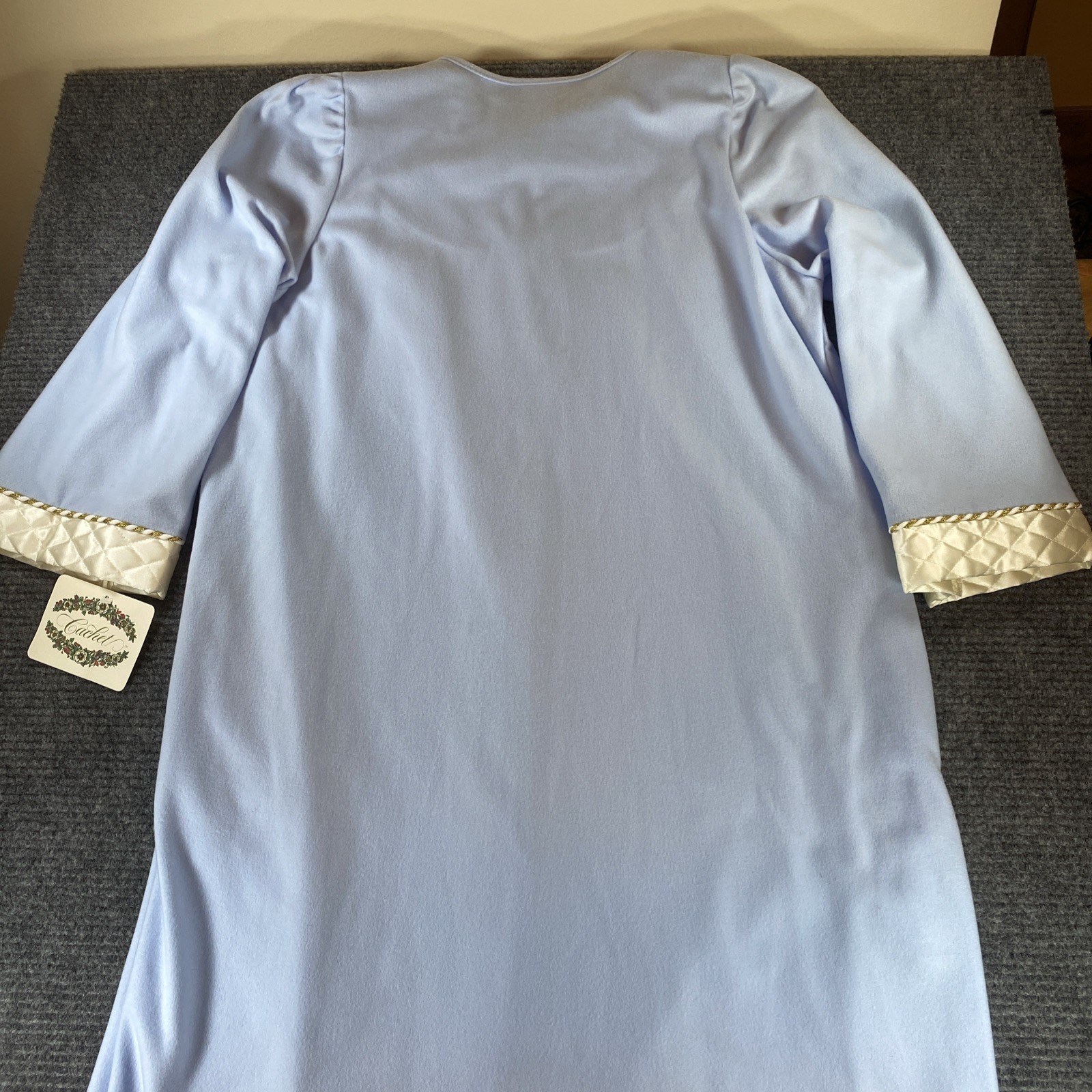VTG 80s 90s Sears Cachet Fleece Robe NWT New Old Stock Quilted Satin Medium Blue