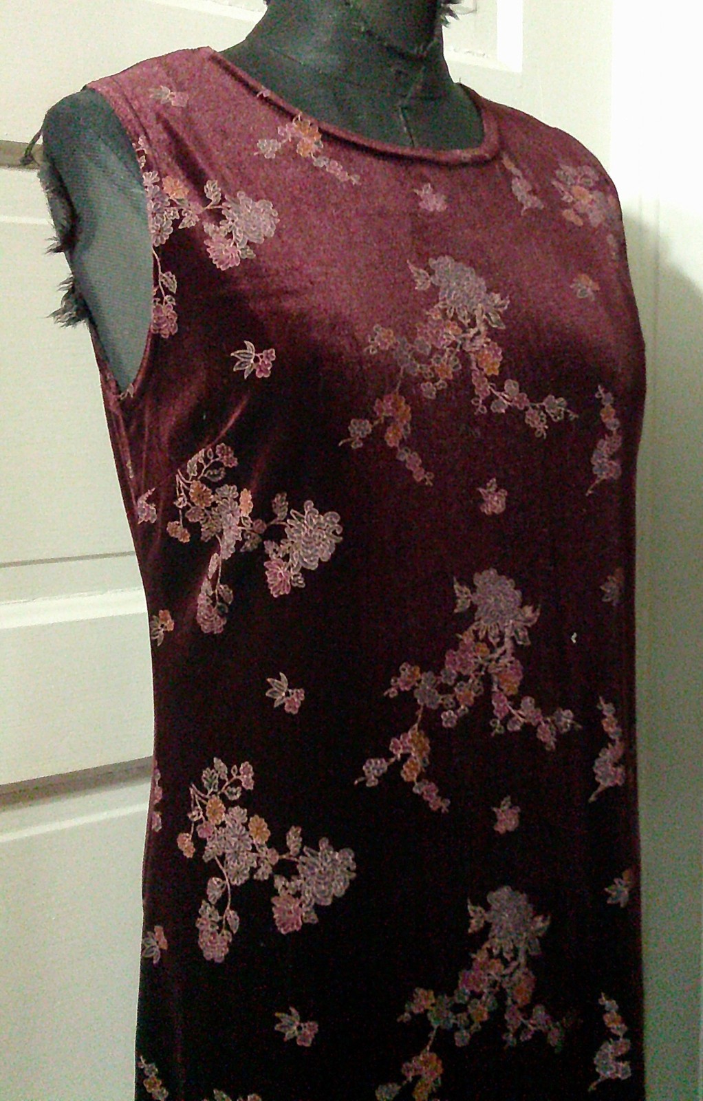 USA Made DRESSING CLIO Burgundy Floral Dress & Coordinating Jacket Velour PL